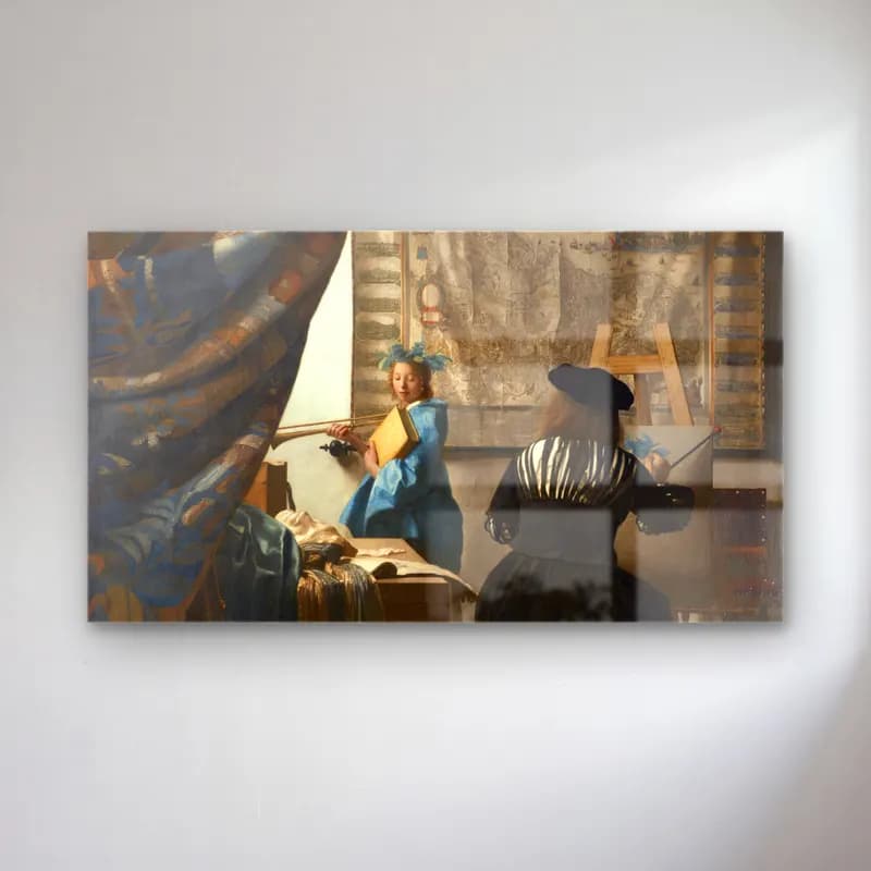 Johannes Vermeer – The Allegory of Painting cam tablo — Johannes Vermeer – The Allegory of Painting — empresyonist kitap okuyan kadın