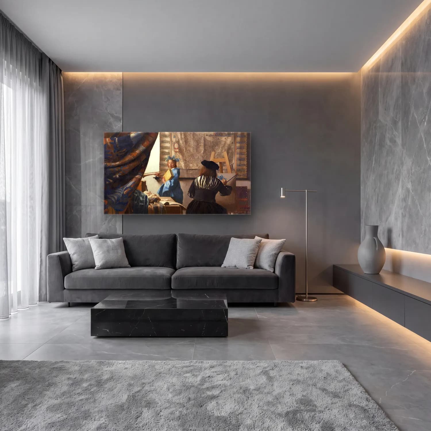Johannes Vermeer – The Allegory of Painting cam tablo — lüks salon duvarında