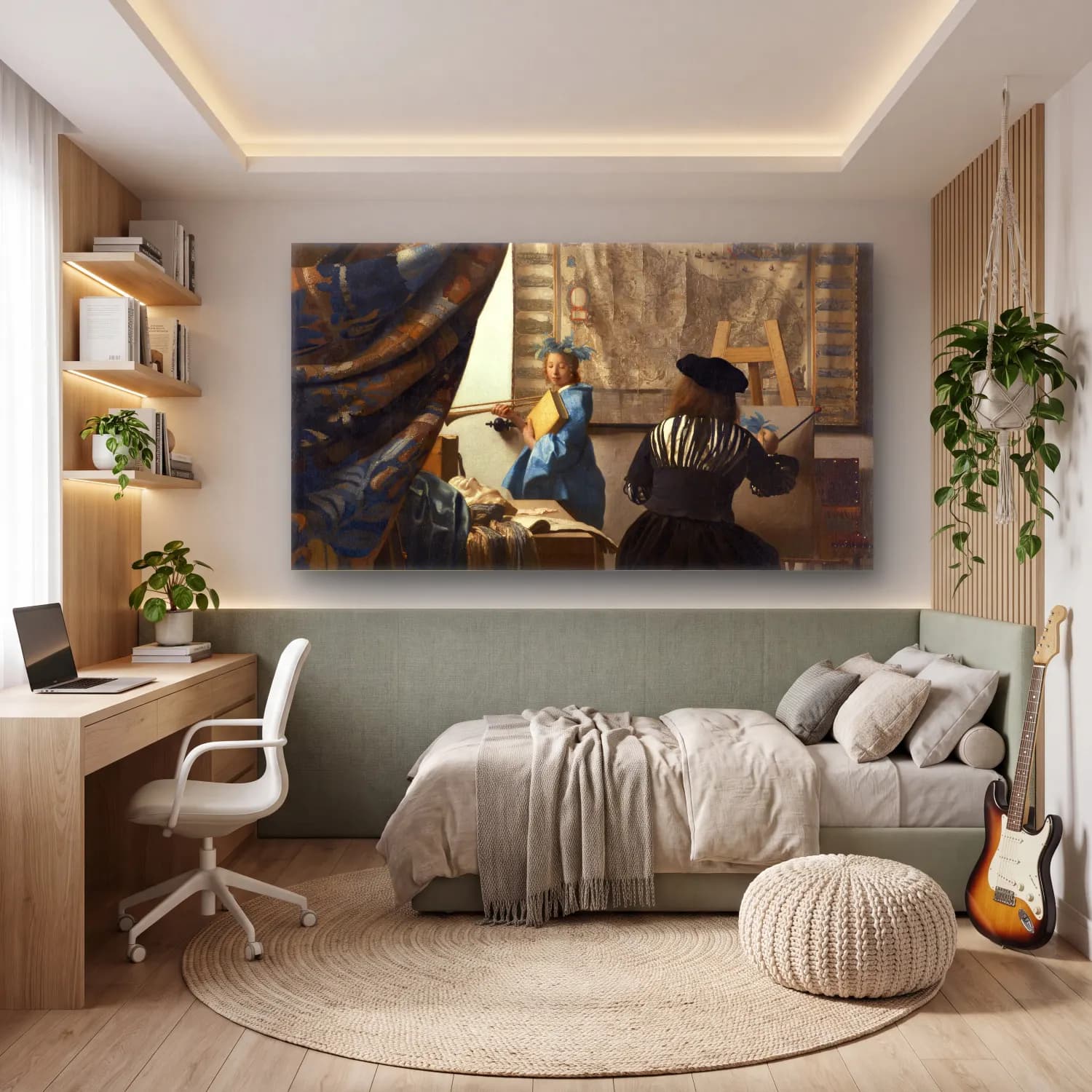 Johannes Vermeer – The Allegory of Painting cam tablo — genç odasında