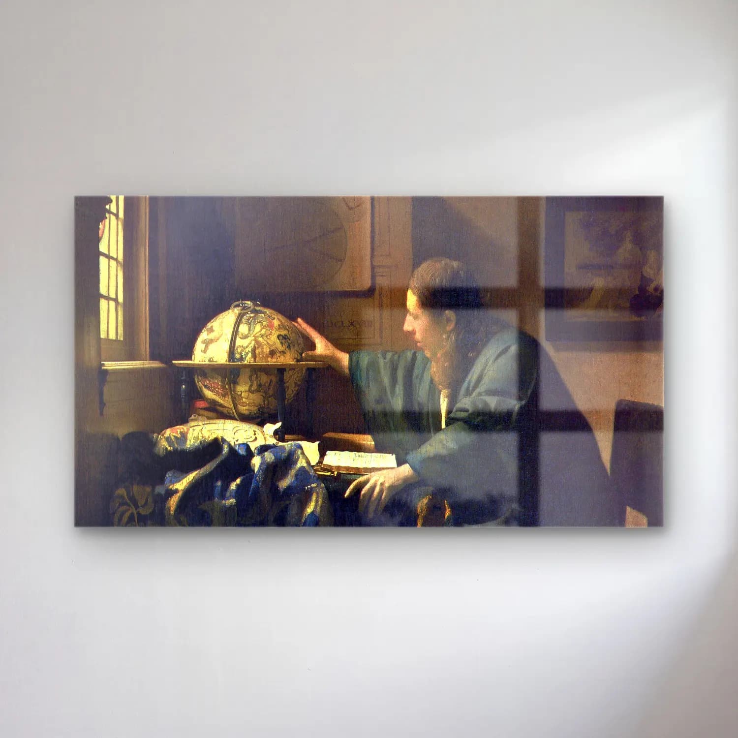 Johannes Vermeer – The Astronomer cam tablo — Johannes Vermeer – The Astronomer — yağlı boya dünya haritası