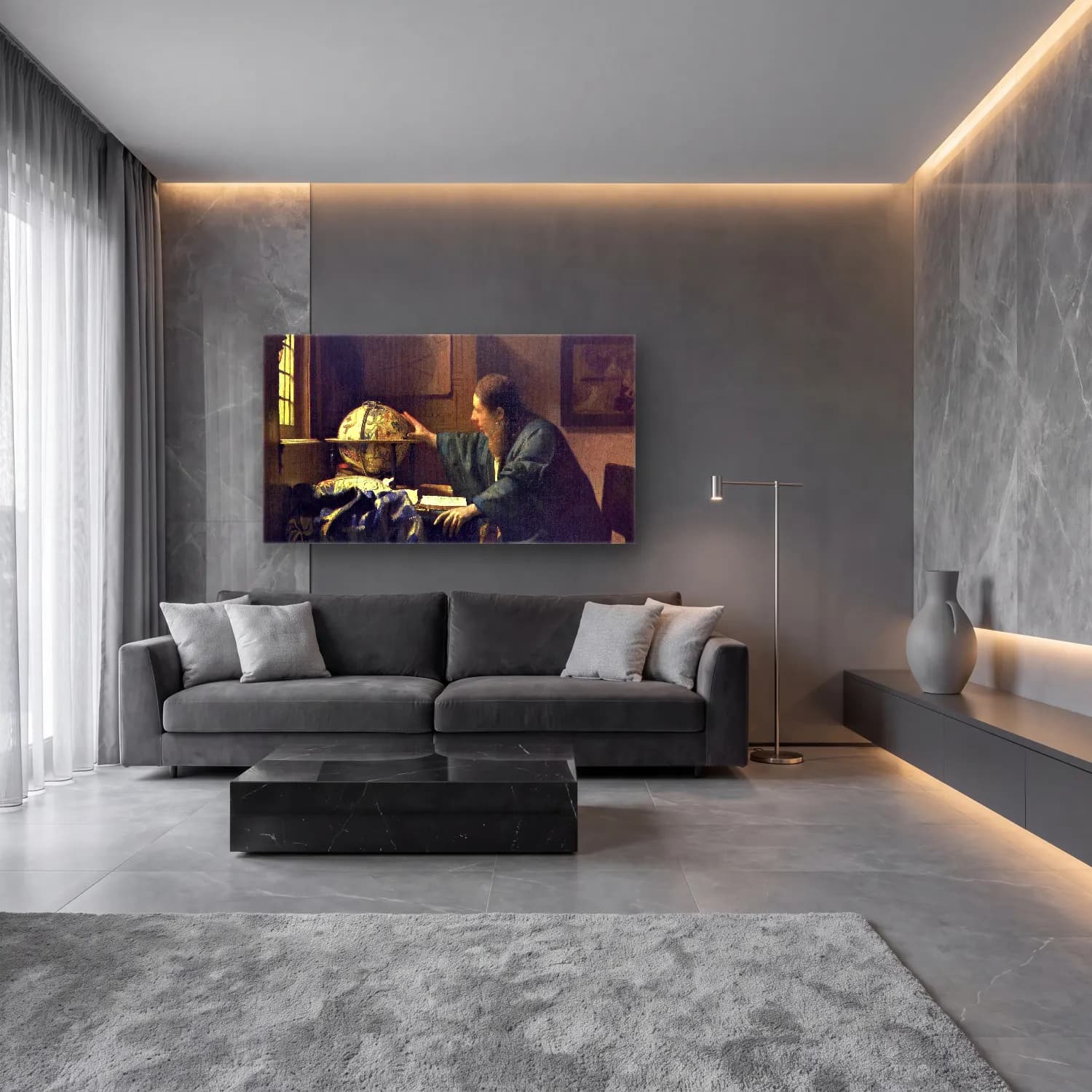 Johannes Vermeer – The Astronomer cam tablo — lüks salon duvarında