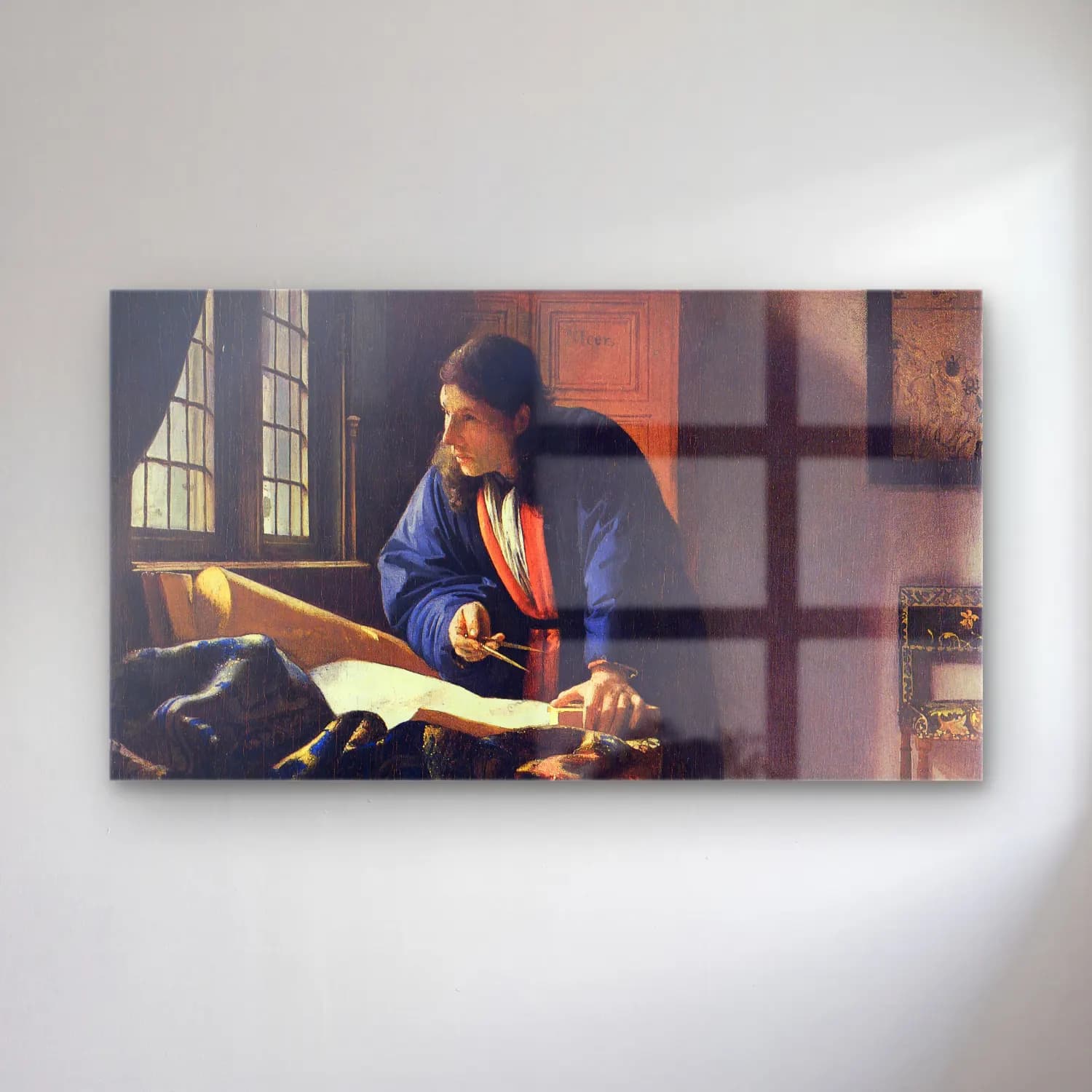 Johannes Vermeer – The Geographer cam tablo — Johannes Vermeer – The Geographer — yağlı boya erkek portresi
