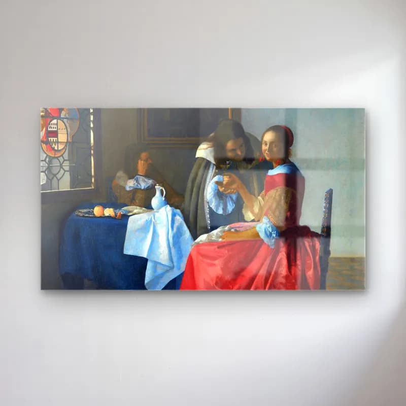 Johannes Vermeer – The Girl with a Wineglass cam tablo — Johannes Vermeer – The Girl with a Wineglass — yağlı boya kadeh şarap