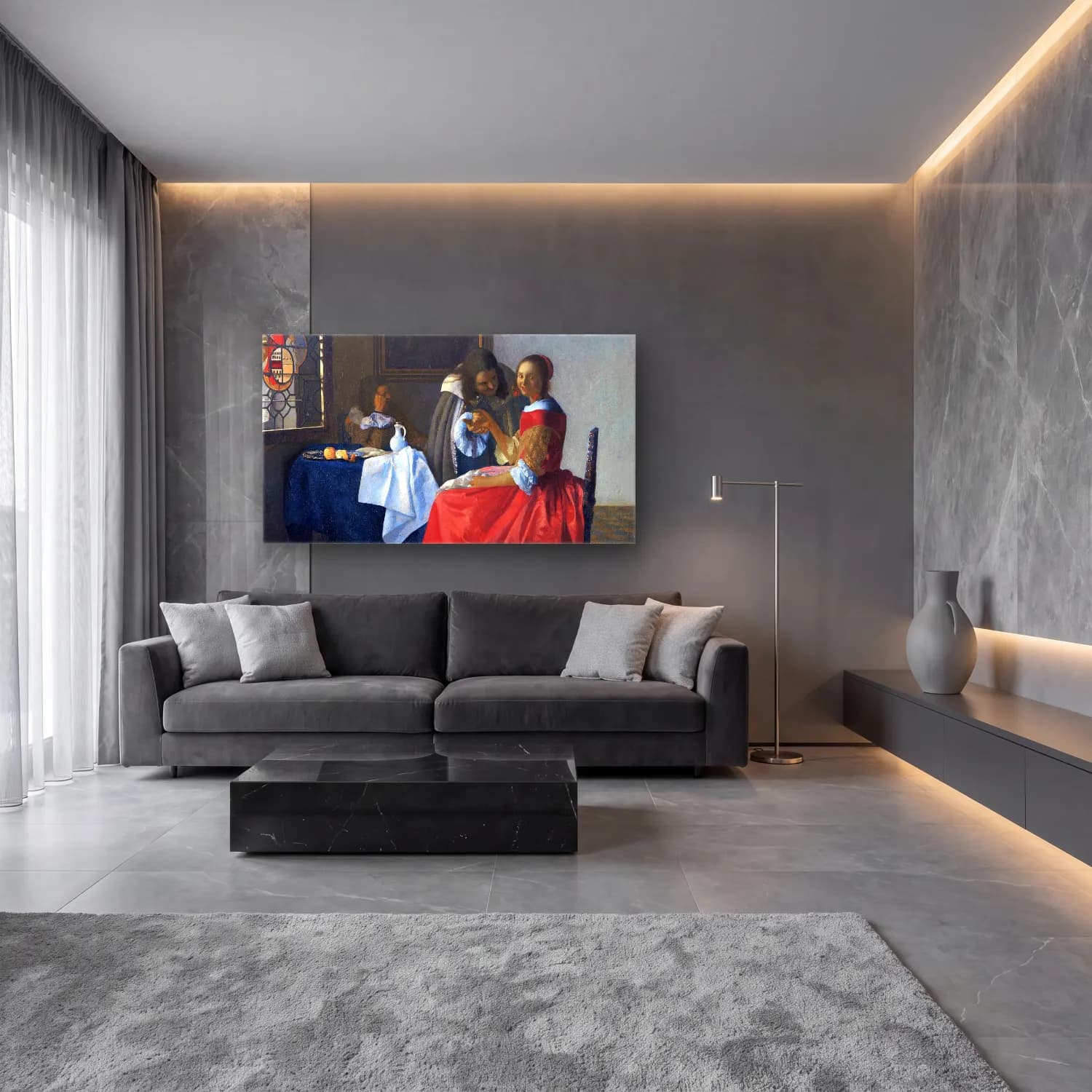 Johannes Vermeer – The Girl with a Wineglass cam tablo — lüks salon duvarında