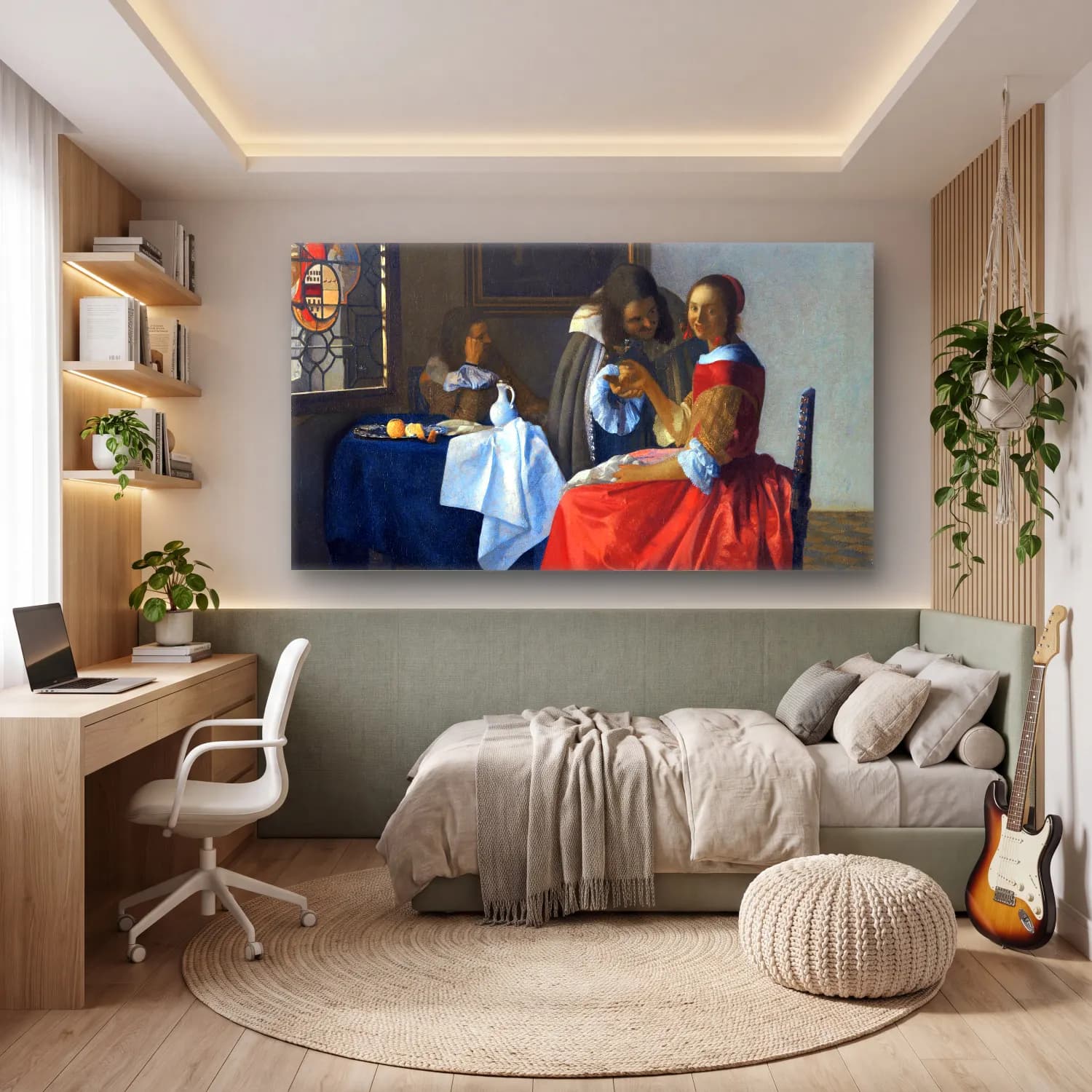 Johannes Vermeer – The Girl with a Wineglass cam tablo — genç odasında
