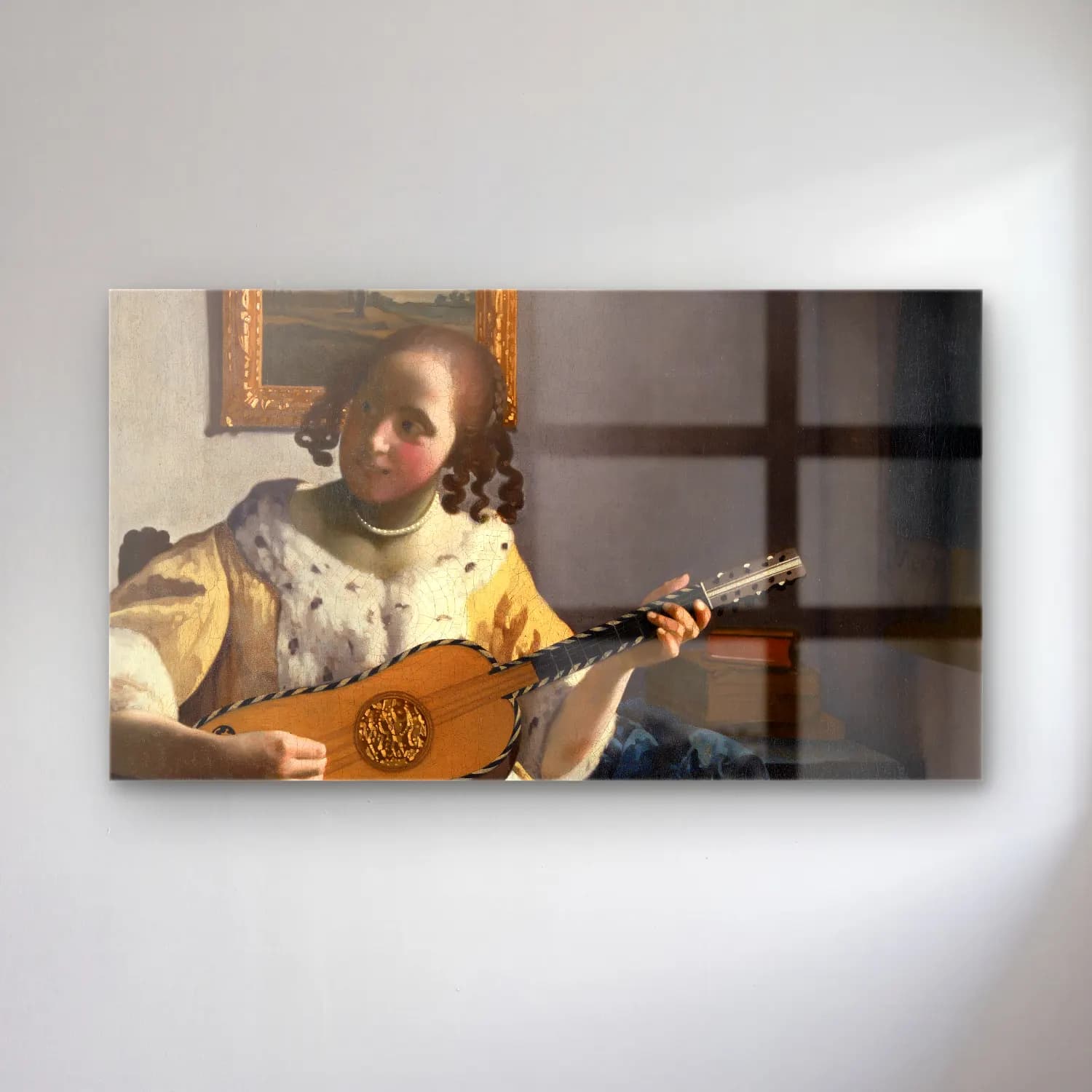 Johannes Vermeer – The Guitar Player cam tablo — Johannes Vermeer – The Guitar Player — yağlı boya gitar