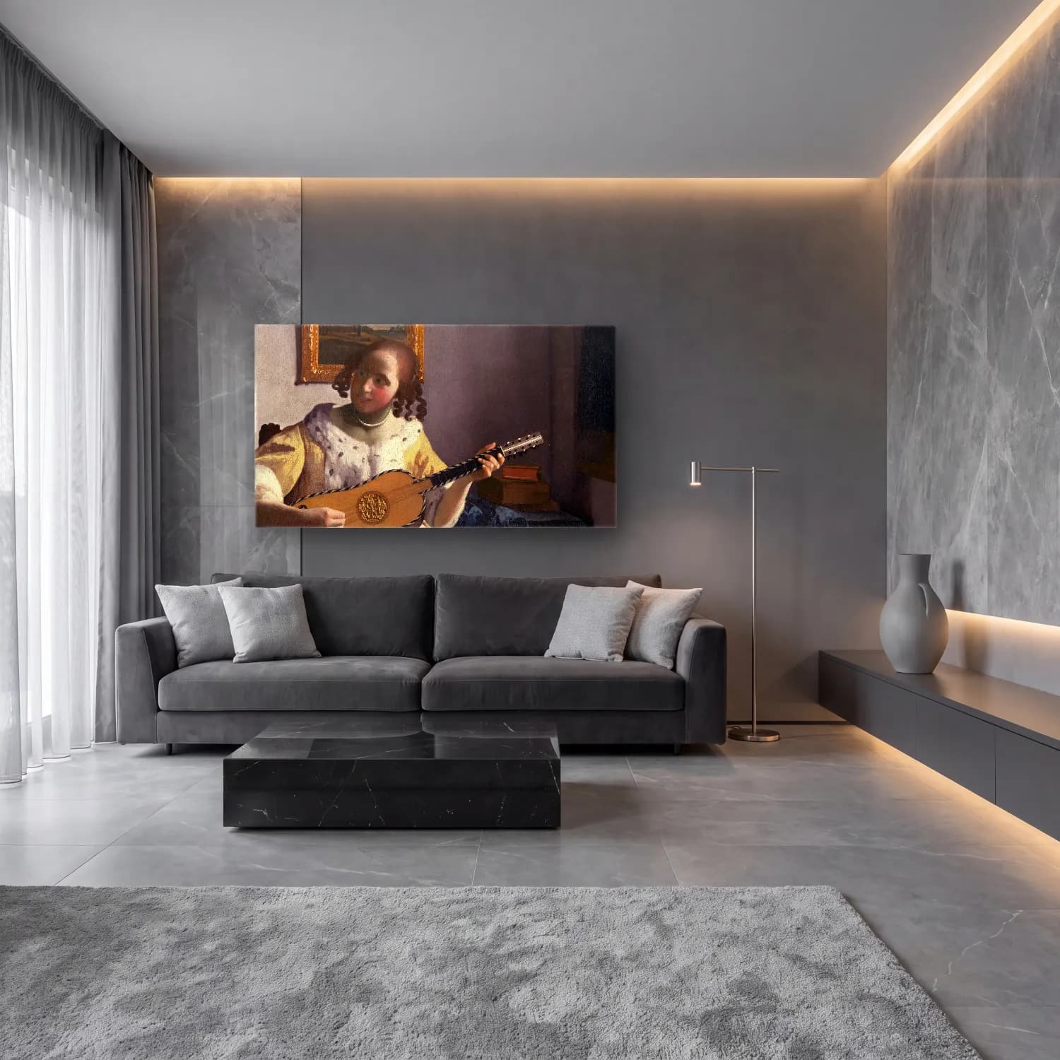 Johannes Vermeer – The Guitar Player cam tablo — lüks salon duvarında