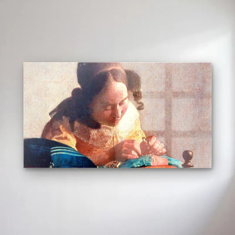 Johannes Vermeer – The Lacemaker cam tablo — Johannes Vermeer – The Lacemaker — yağlı boya kız çocuğu portresi