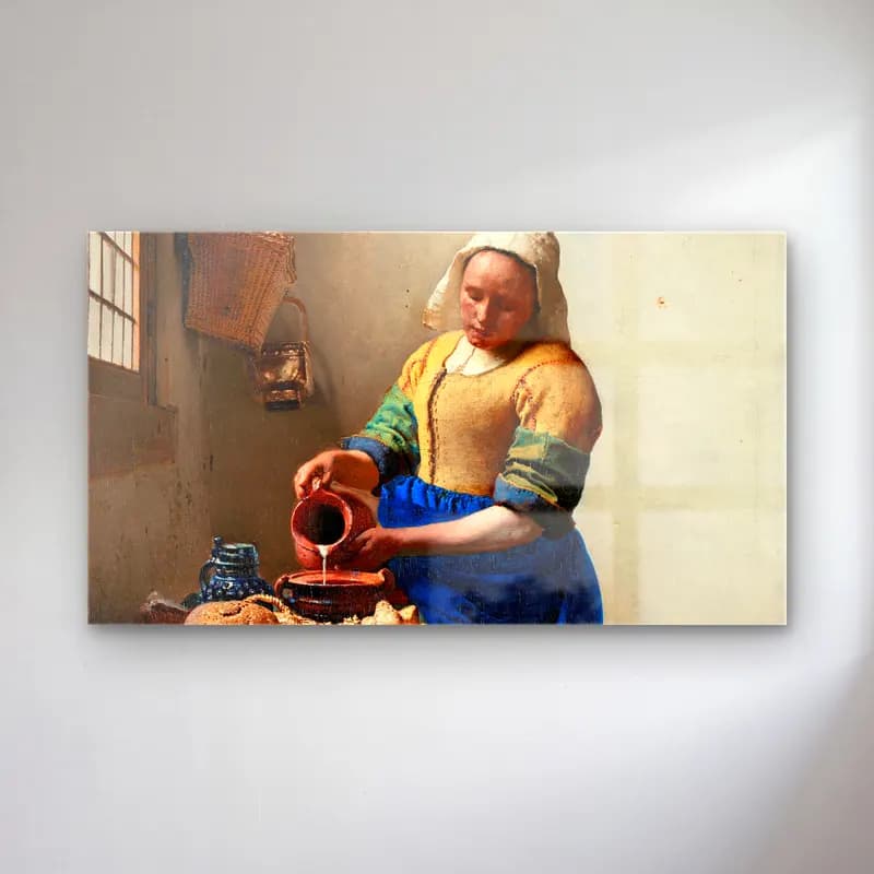 Johannes Vermeer – The Milkmaid cam tablo — Johannes Vermeer – The Milkmaid — yağlı boya seramik vazolar