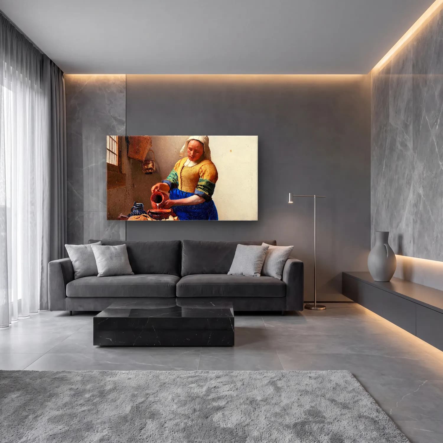 Johannes Vermeer – The Milkmaid cam tablo — lüks salon duvarında