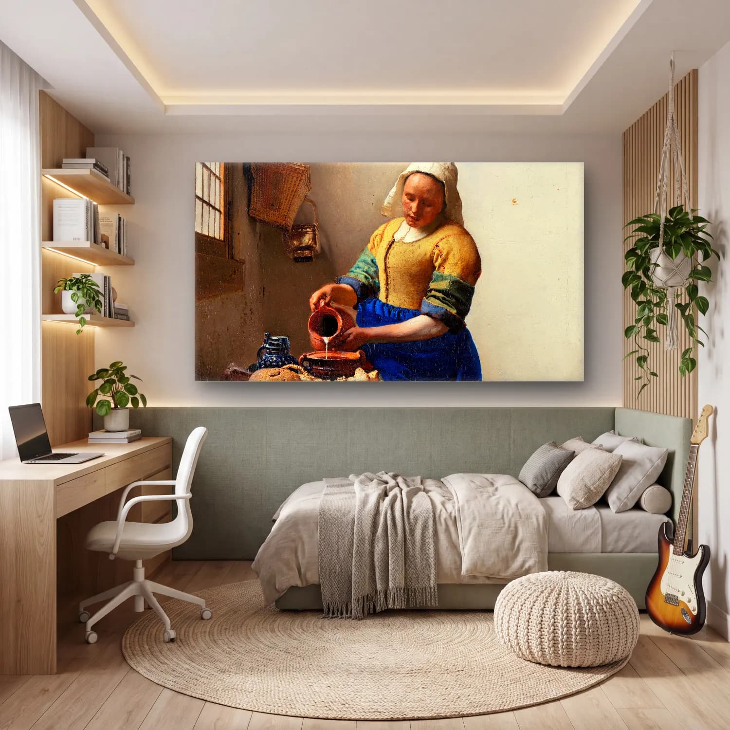 Johannes Vermeer – The Milkmaid cam tablo — genç odasında