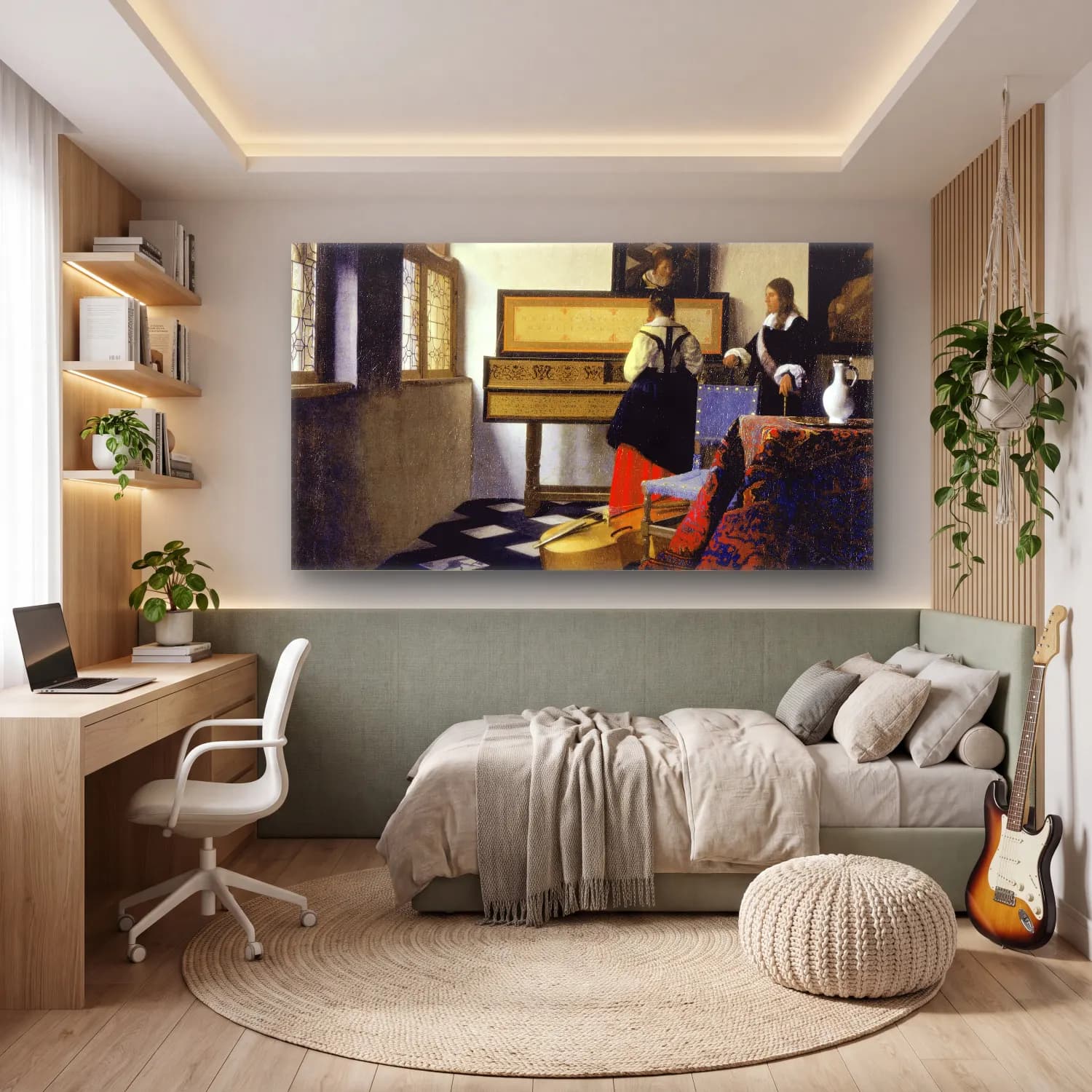 Johannes Vermeer – The Music Lesson cam tablo — genç odasında