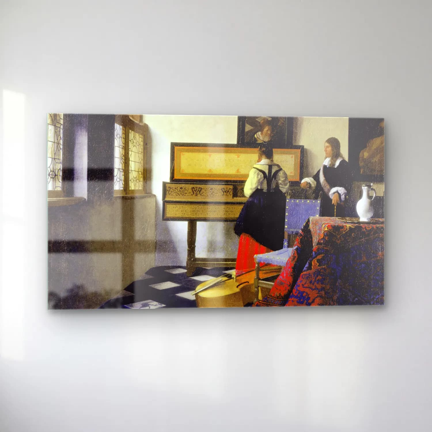 Johannes Vermeer – The Music Lesson cam tablo — sol açıdan görünüm