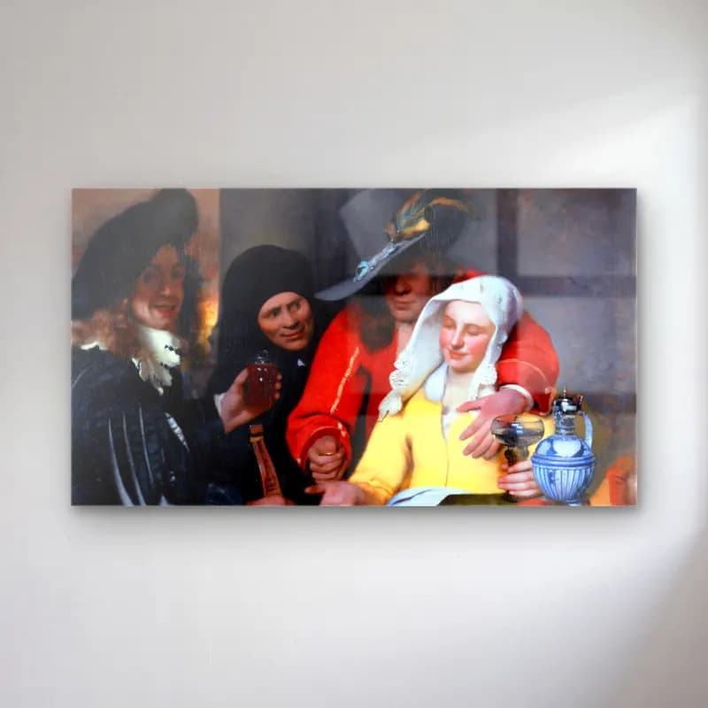 Johannes Vermeer – The Procuress cam tablo — Johannes Vermeer – The Procuress — yağlı boya kadeh şarap