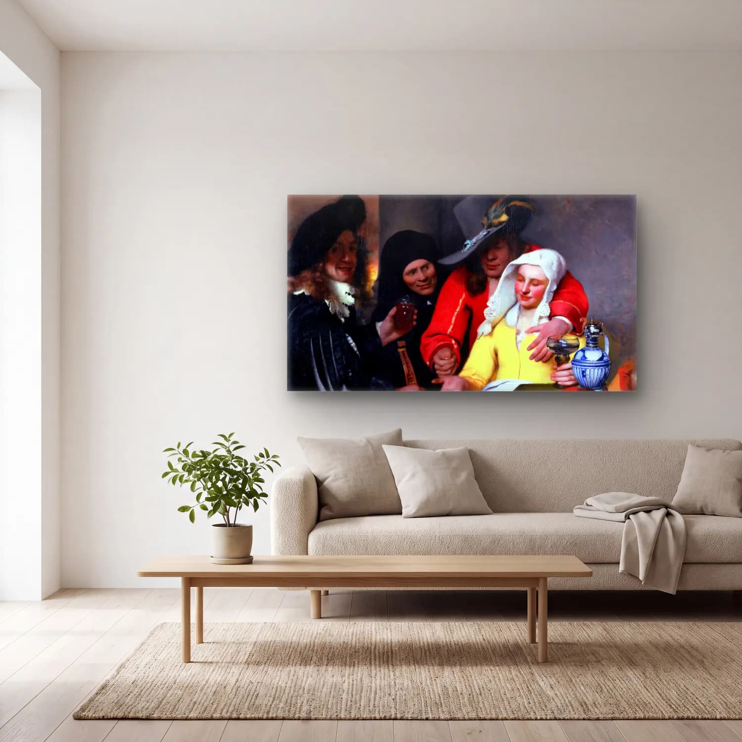 Johannes Vermeer – The Procuress cam tablo — açık renk salonda