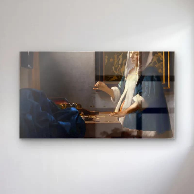 Johannes Vermeer – Woman Holding a Balance cam tablo — Johannes Vermeer – Woman Holding a Balance — yağlı boya kadın portresi