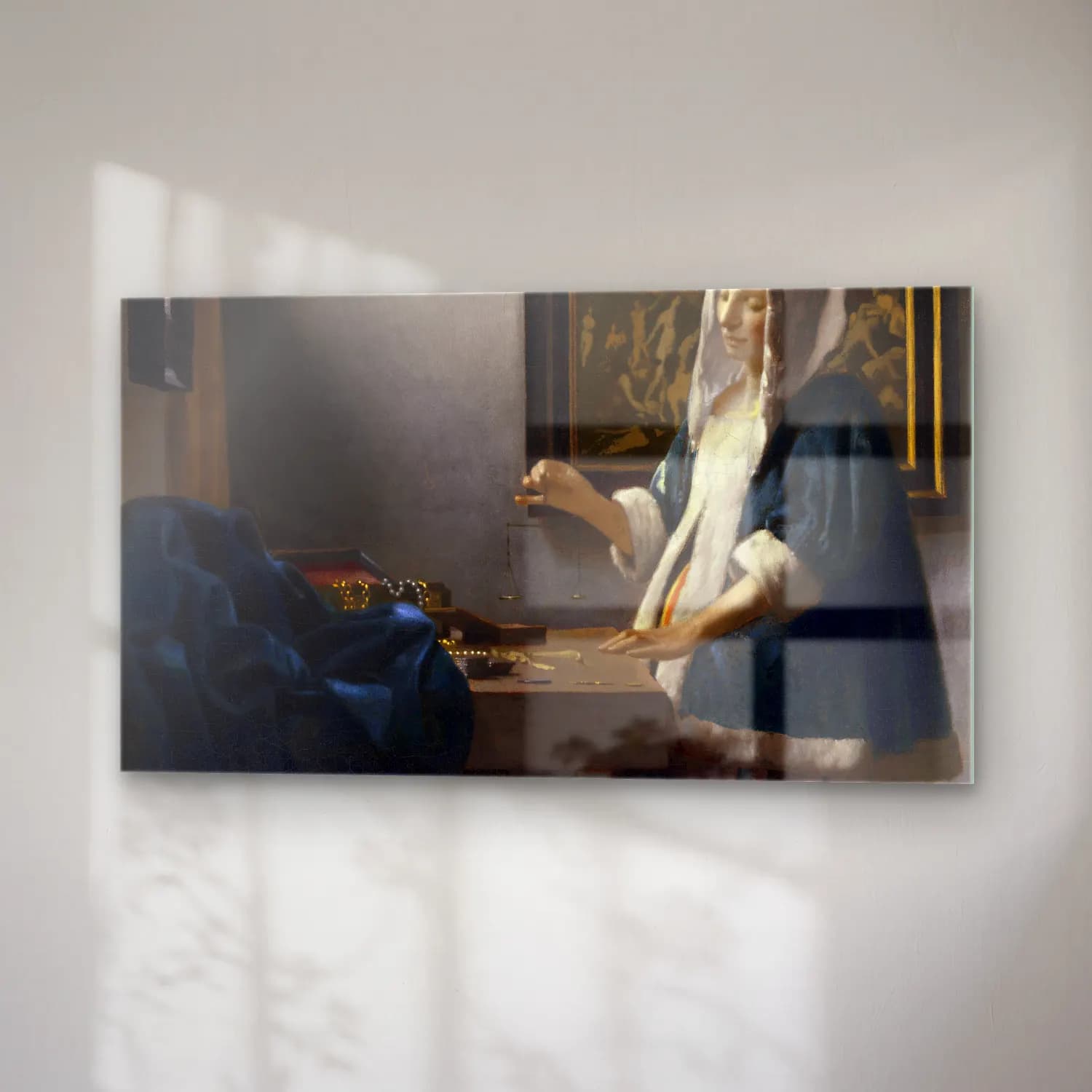 Johannes Vermeer – Woman Holding a Balance cam tablo — sağ açıdan görünüm