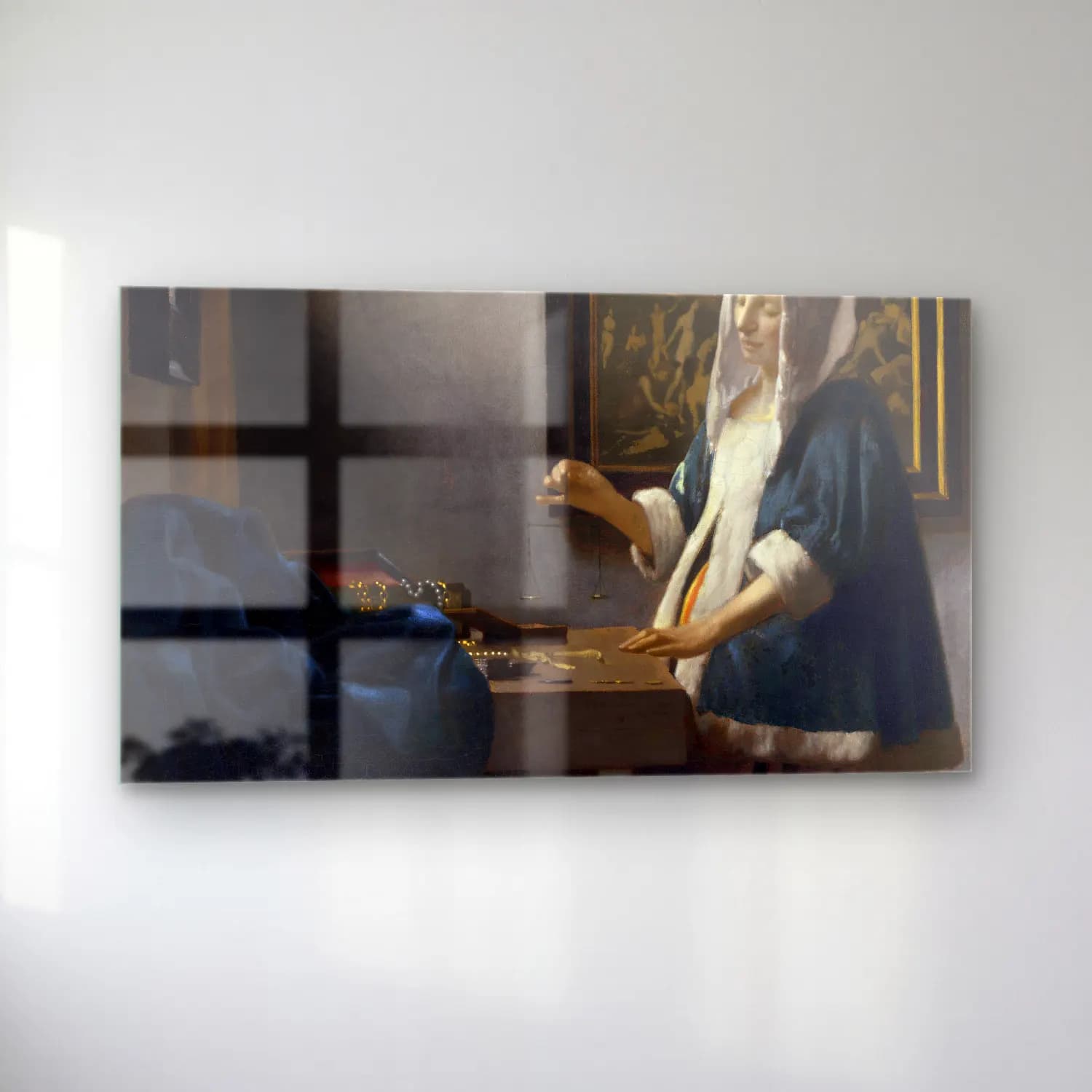 Johannes Vermeer – Woman Holding a Balance cam tablo — sol açıdan görünüm