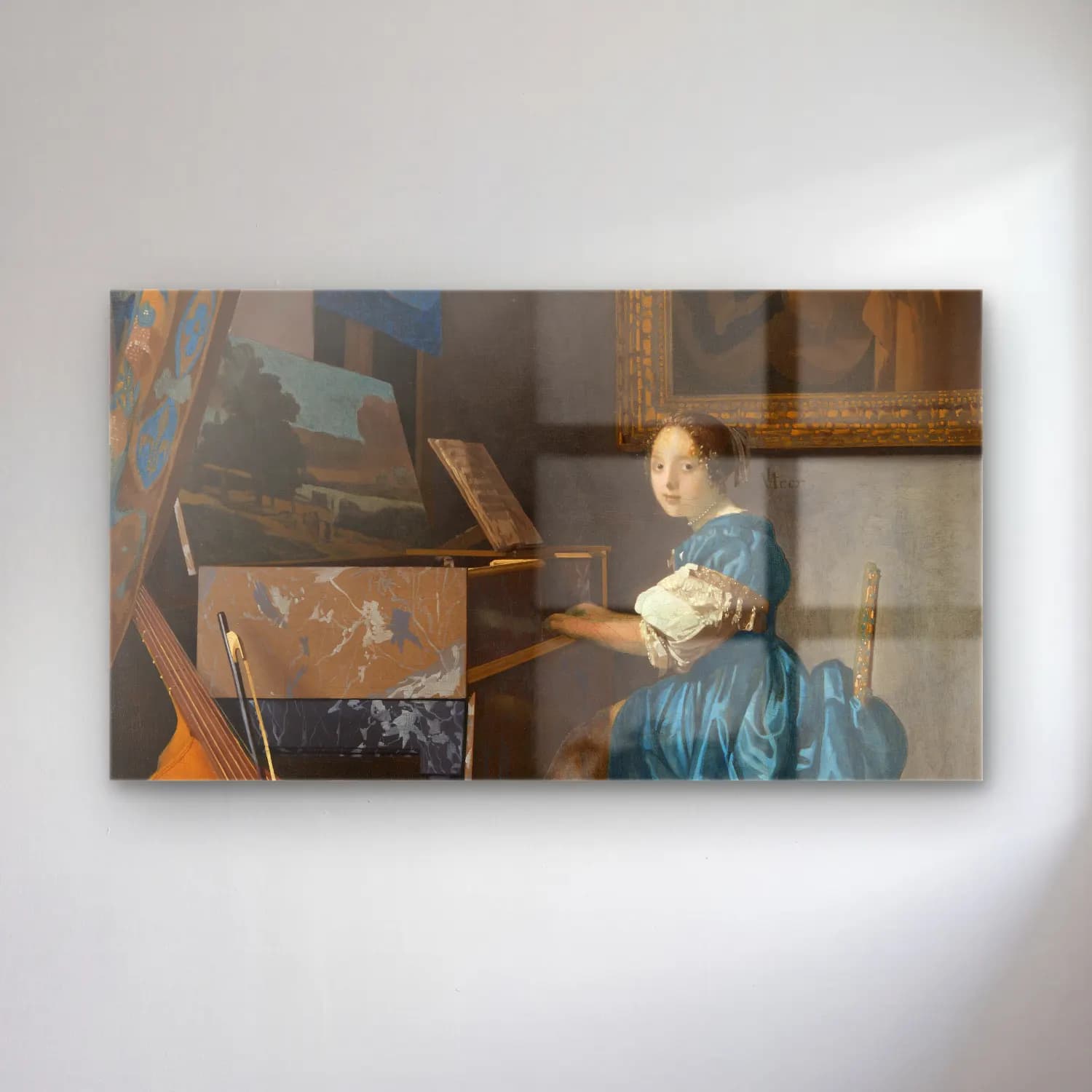 Johannes Vermeer – Young Woman Seated at a Virginal cam tablo — Johannes Vermeer – Young Woman Seated at a Virginal — yağlı boya piyano