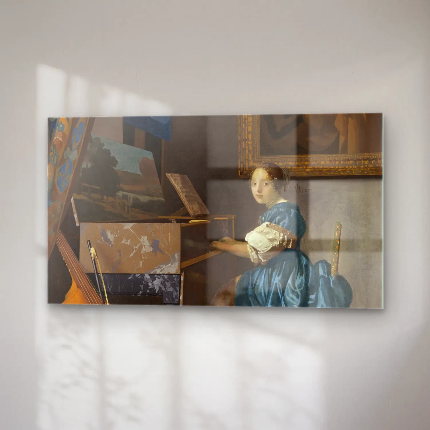 Johannes Vermeer – Young Woman Seated at a Virginal cam tablo — sağ açıdan görünüm