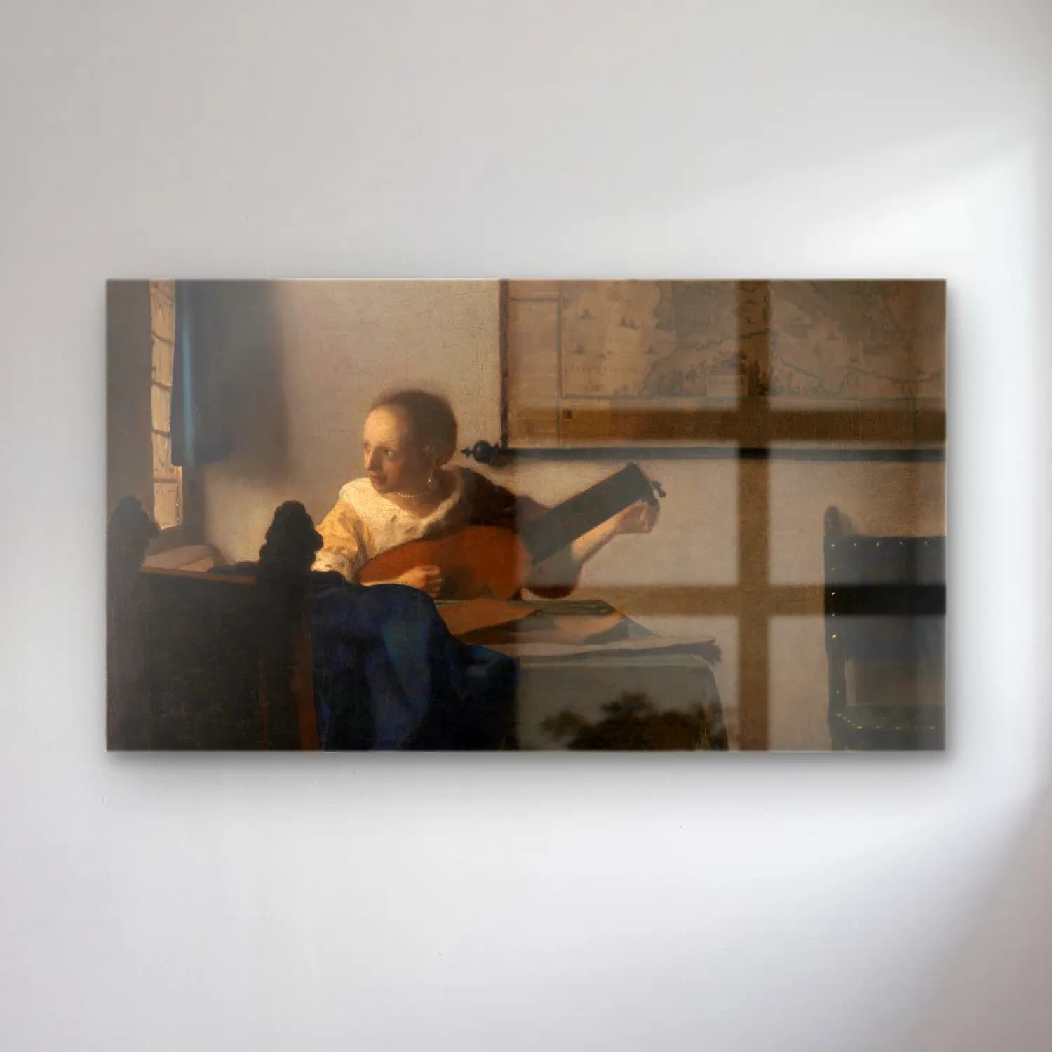 Johannes Vermeer – Young Woman with a Lute cam tablo — Johannes Vermeer – Young Woman with a Lute — yağlı boya gitar