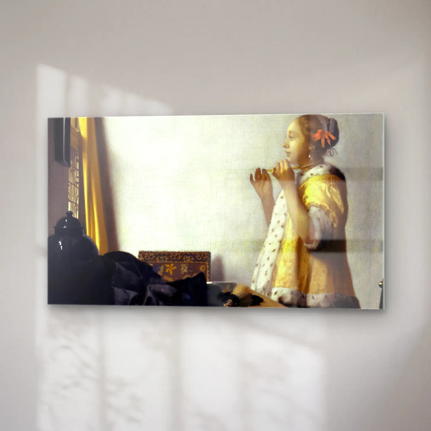 Johannes Vermeer – Young Woman with a Pearl Necklace cam tablo — sağ açıdan görünüm