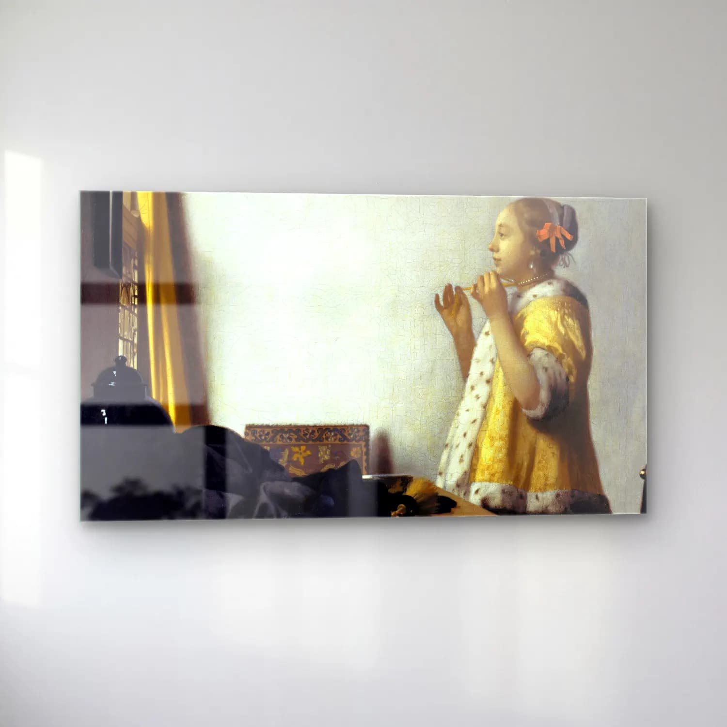 Johannes Vermeer – Young Woman with a Pearl Necklace cam tablo — sol açıdan görünüm