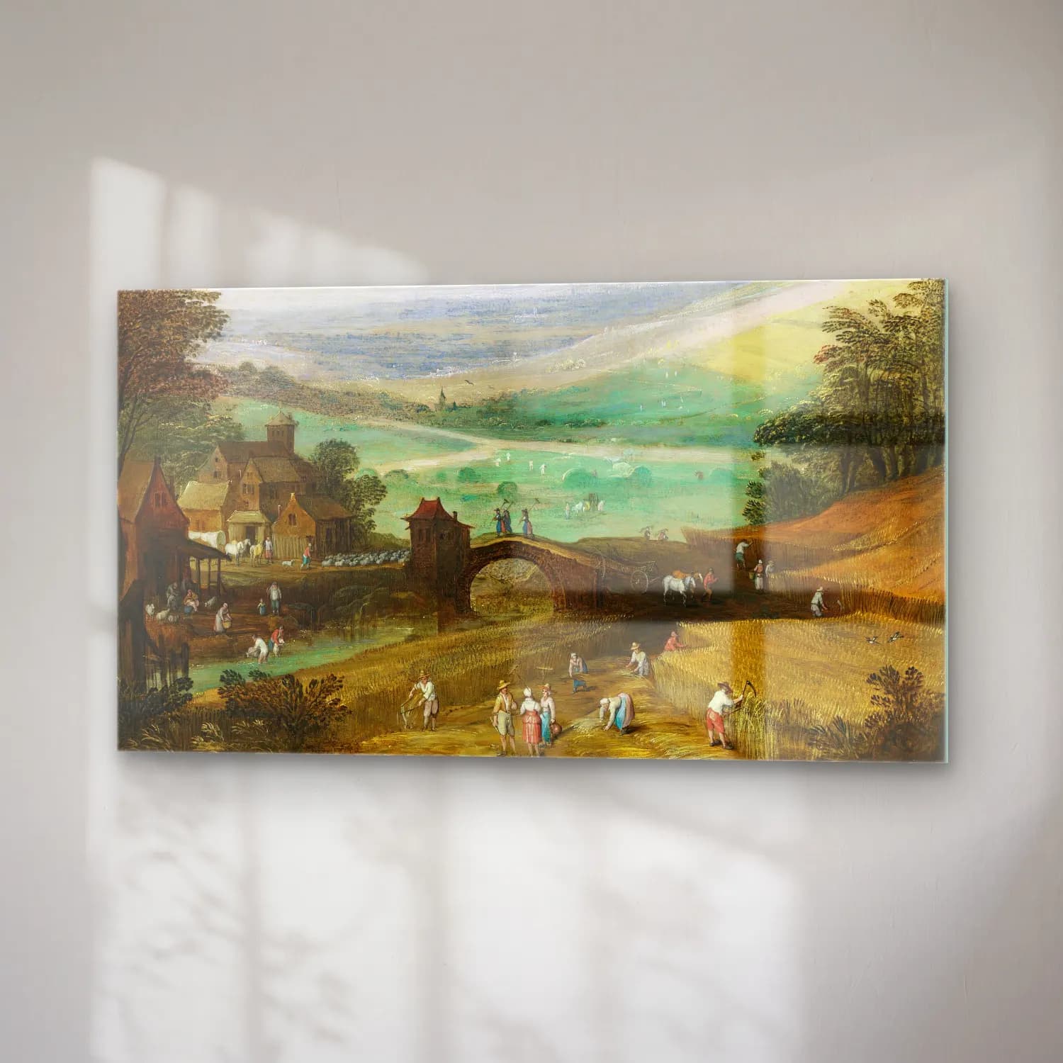 Joos de Momper – A Summer Landscape With Figures Bringing In The Harvest cam tablo — sağ açıdan görünüm