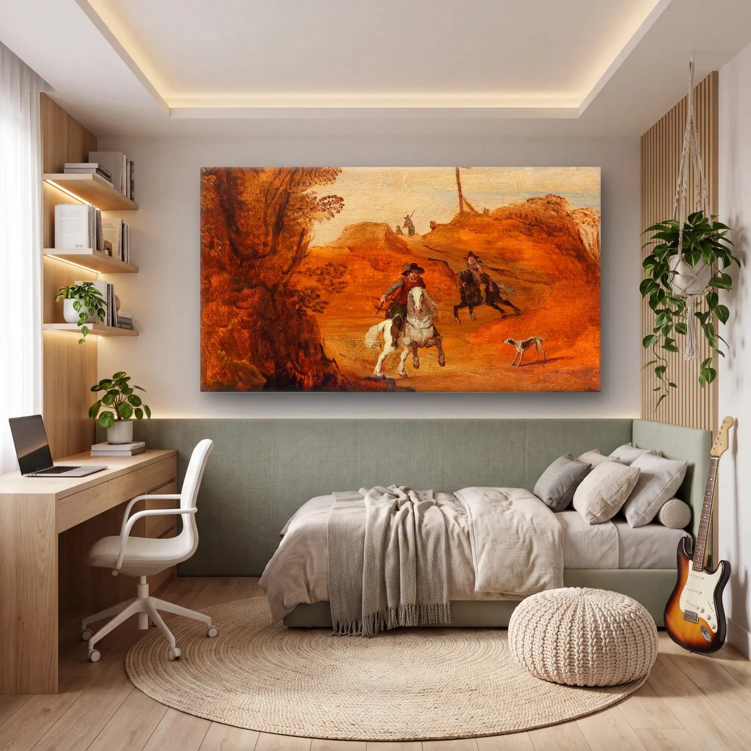 Joos de Momper – A landscape with horsemen cam tablo — genç odasında