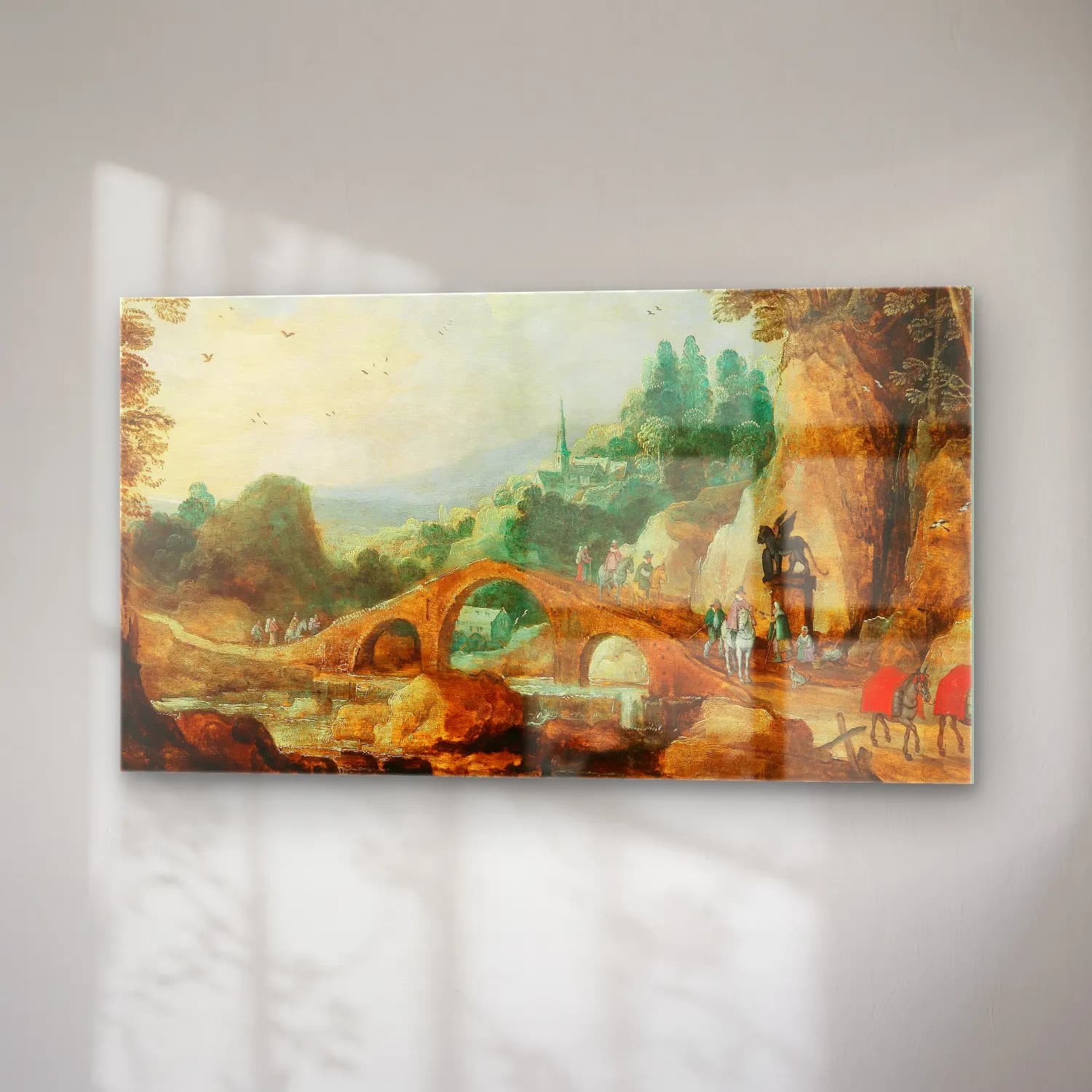 Joos de Momper – A rocky landscape with riders near a bridge cam tablo — sağ açıdan görünüm