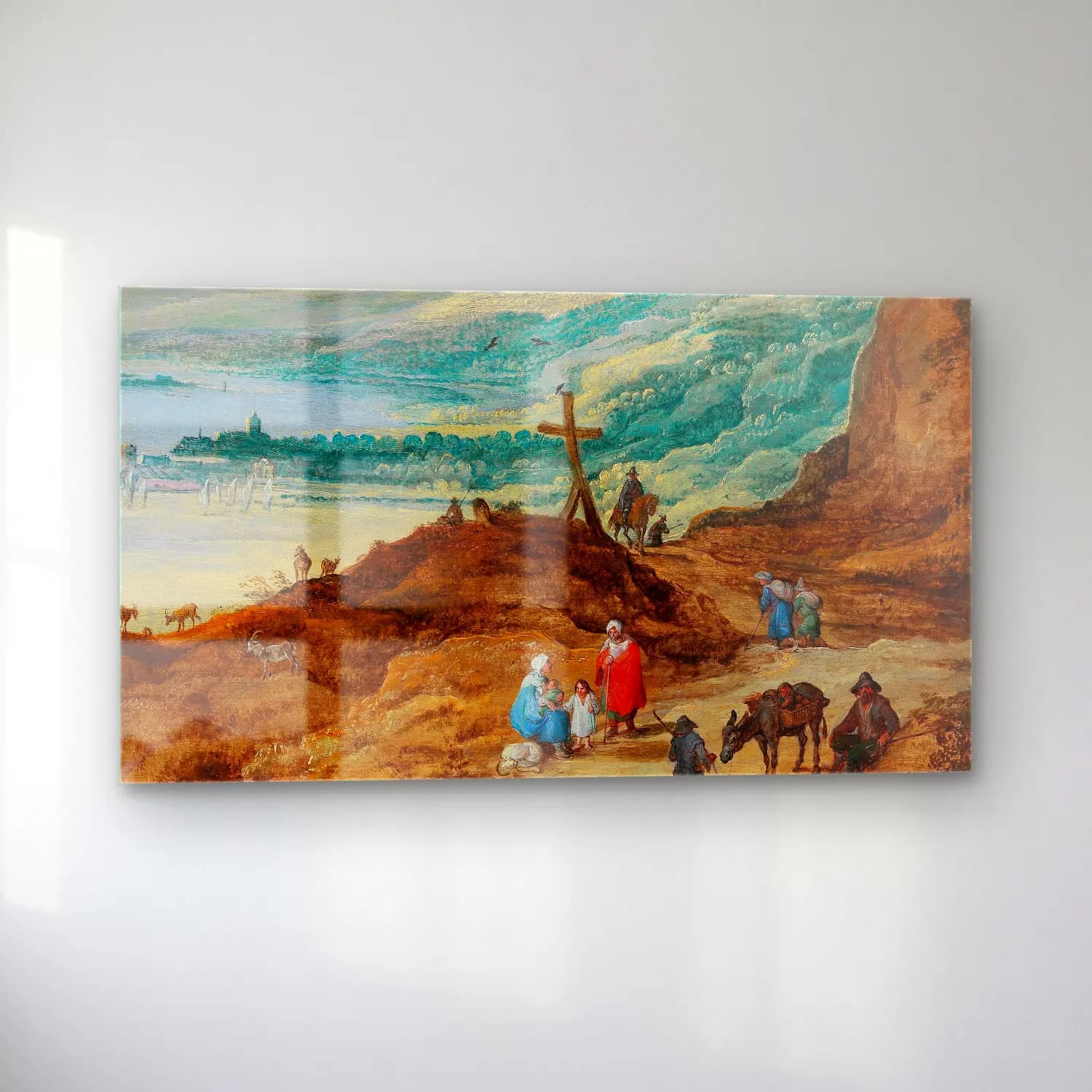 Joos de Momper – A wide mountainous landscape with travellers cam tablo — sol açıdan görünüm