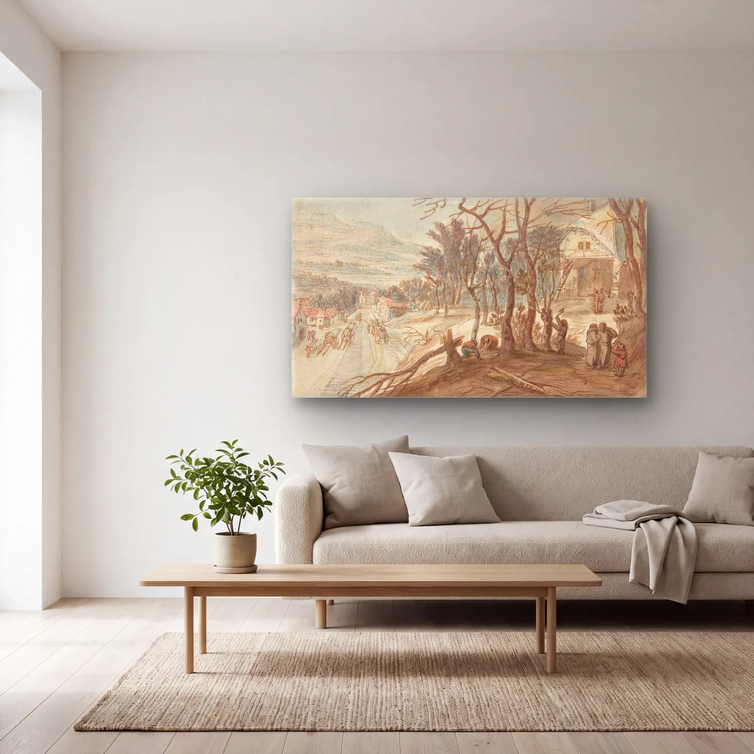 Joos de Momper – Allegory of the Months February and March cam tablo — açık renk salonda