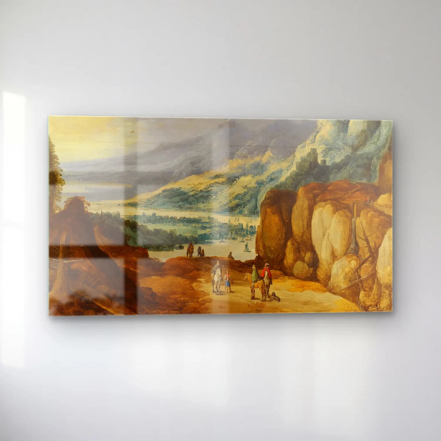 Joos de Momper – An Extensive Mountainous River Landscape With Horsemen… cam tablo — sol açıdan görünüm