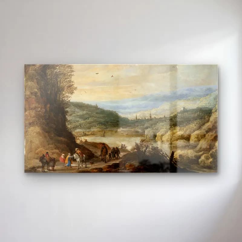 Joos de Momper – Landscape cam tablo — Joos de Momper – Landscape — yağlı boya kırda nehir