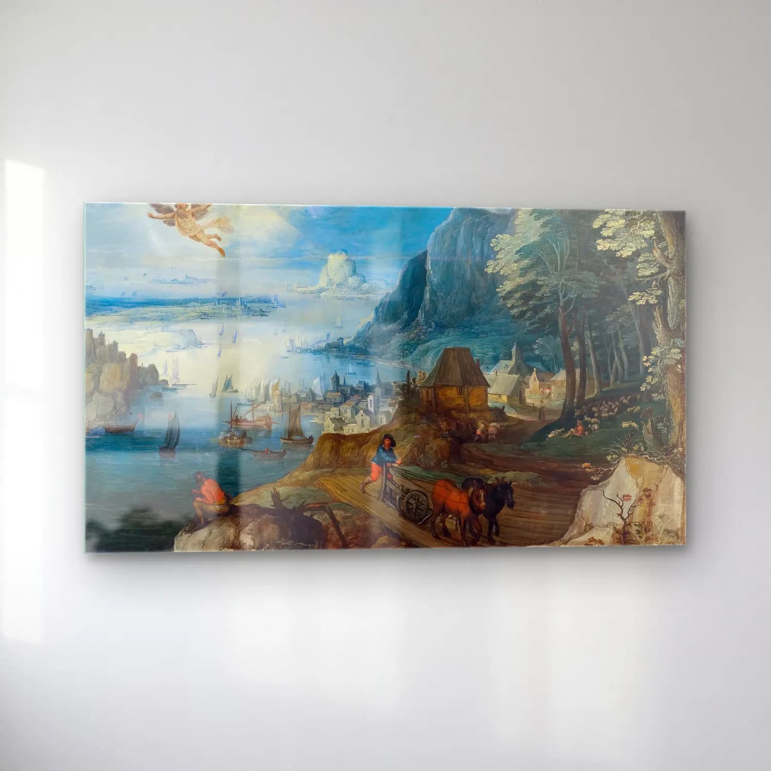 Joos de Momper – Landscape with the Fall of Icarus cam tablo — sol açıdan görünüm