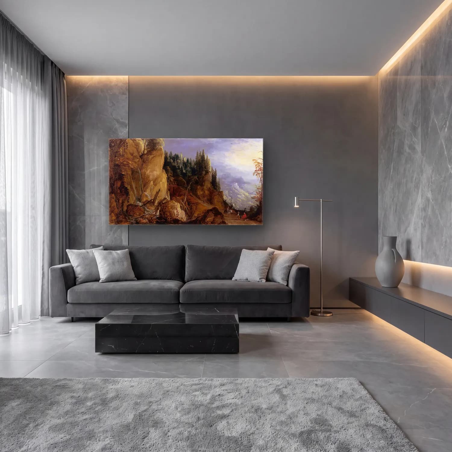 Joos de Momper – Mountain Landscape cam tablo — lüks salon duvarında
