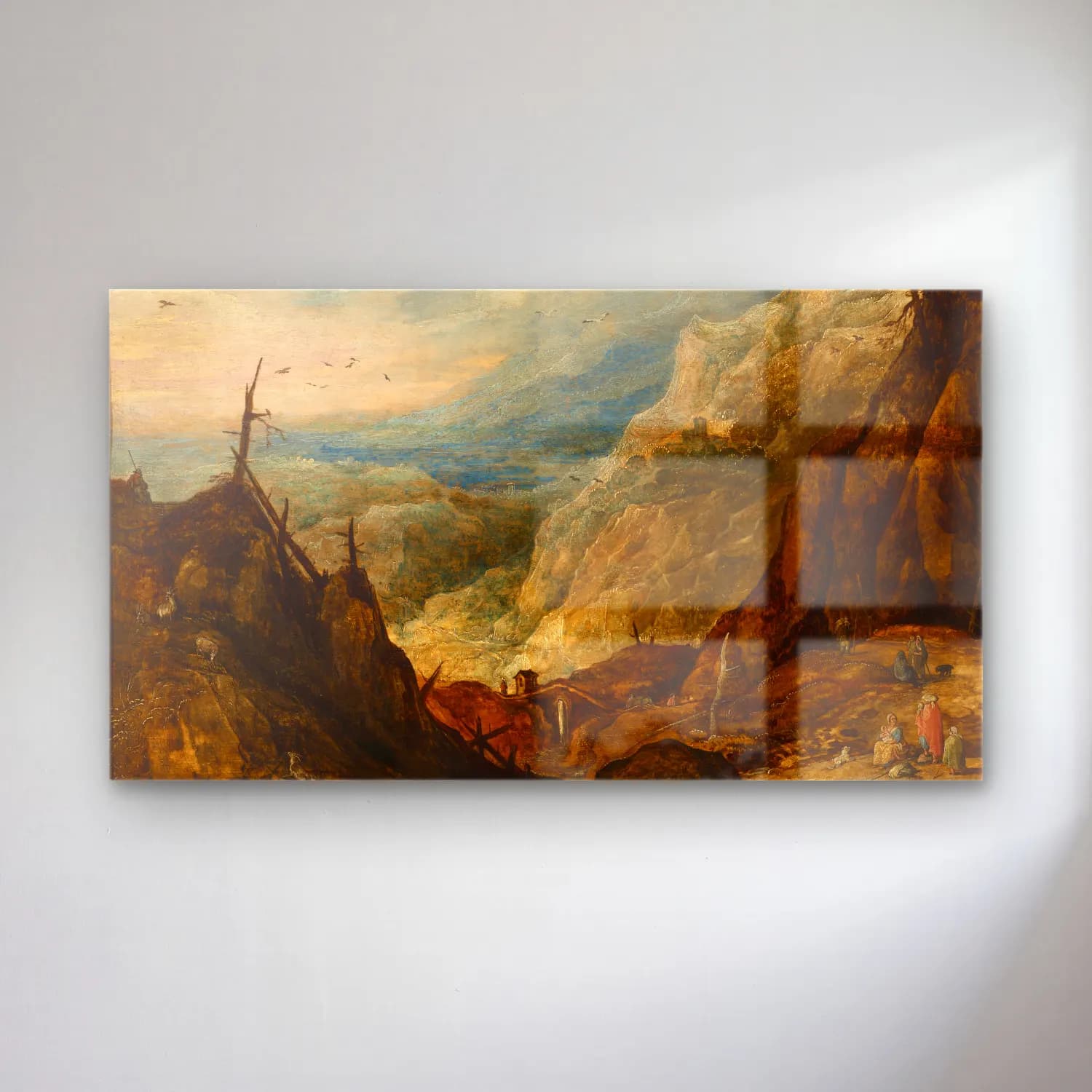 Joos de Momper – Mountain landscape with a broken tree cam tablo — Joos de Momper – Mountain landscape with a broken tree — yağlı boya dağ manzarası