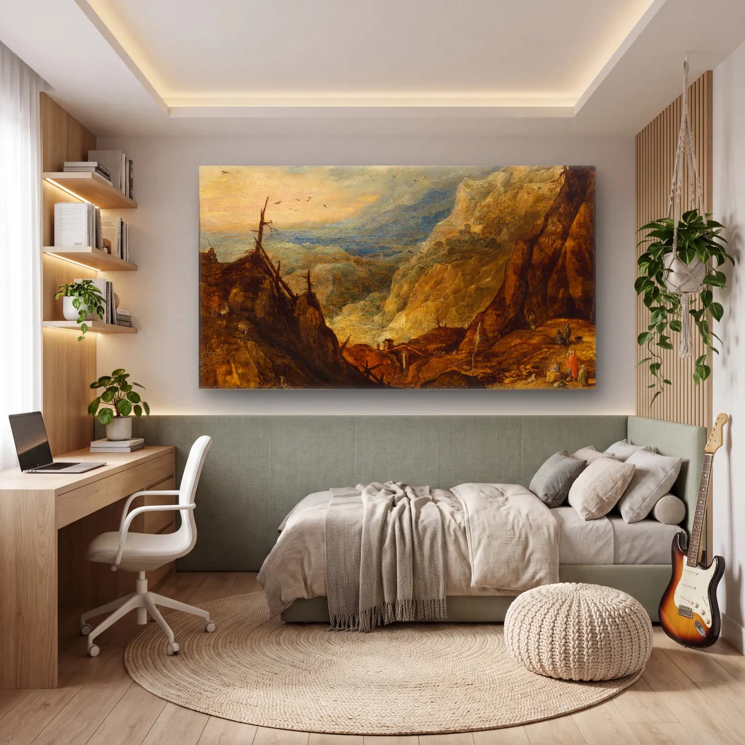 Joos de Momper – Mountain landscape with a broken tree cam tablo — genç odasında