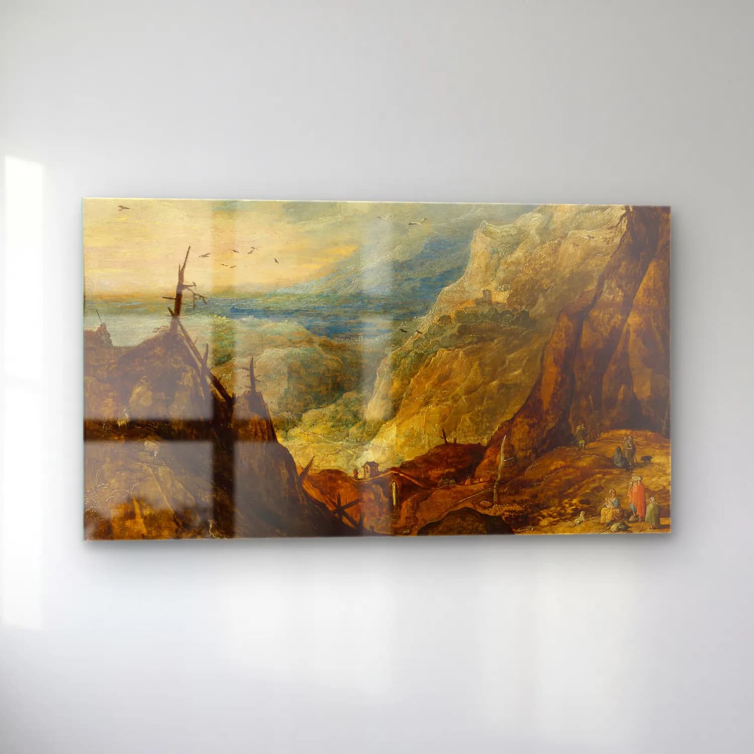 Joos de Momper – Mountain landscape with a broken tree cam tablo — sol açıdan görünüm