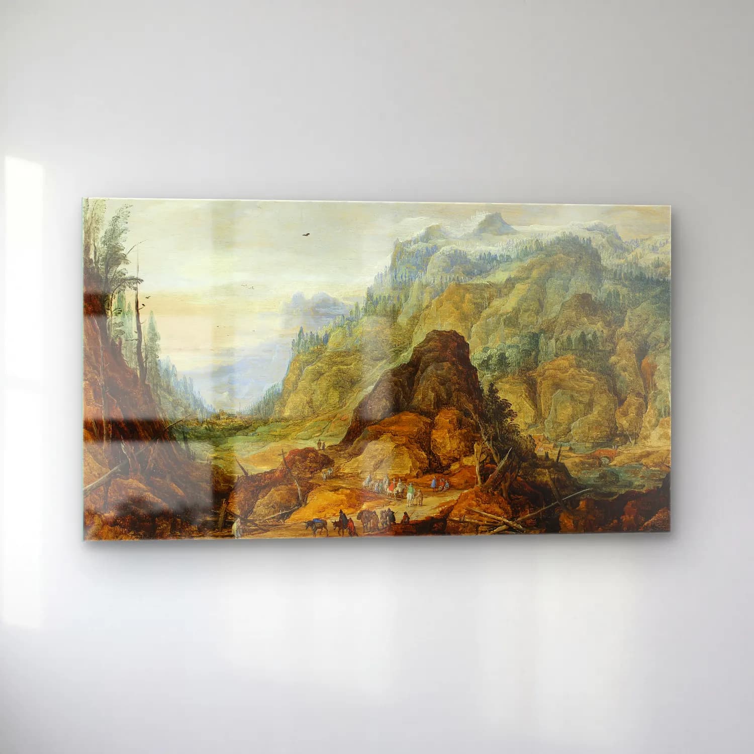 Joos de Momper – Mountain landscape with a caravan cam tablo — sol açıdan görünüm