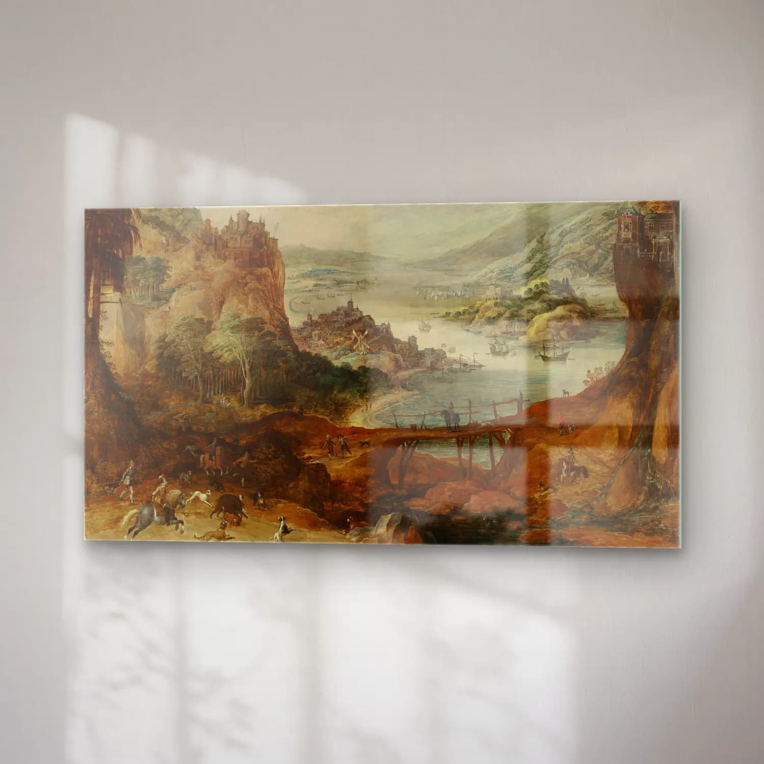 Joos de Momper – River Landscape with Boar Hunt cam tablo — sağ açıdan görünüm