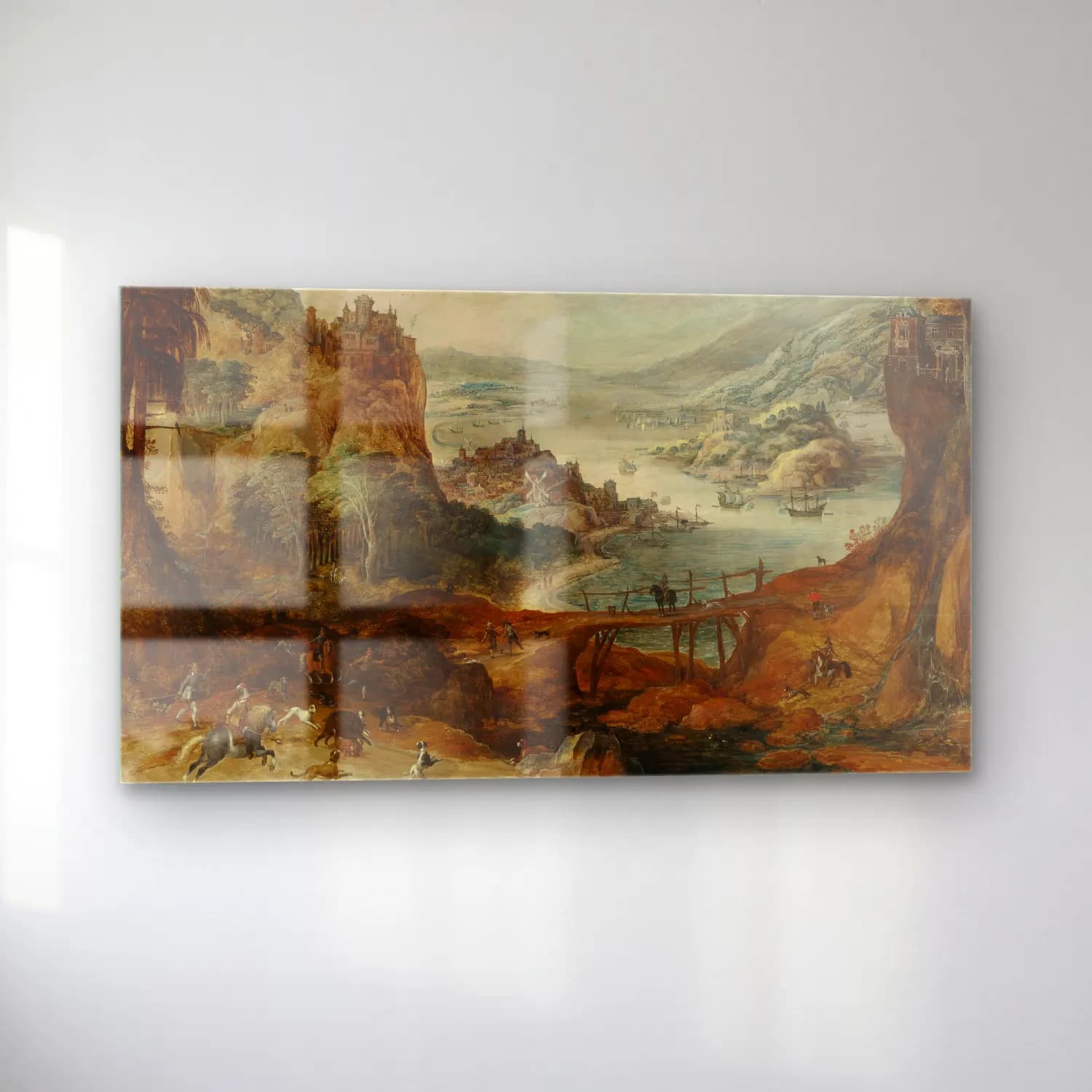 Joos de Momper – River Landscape with Boar Hunt cam tablo — sol açıdan görünüm