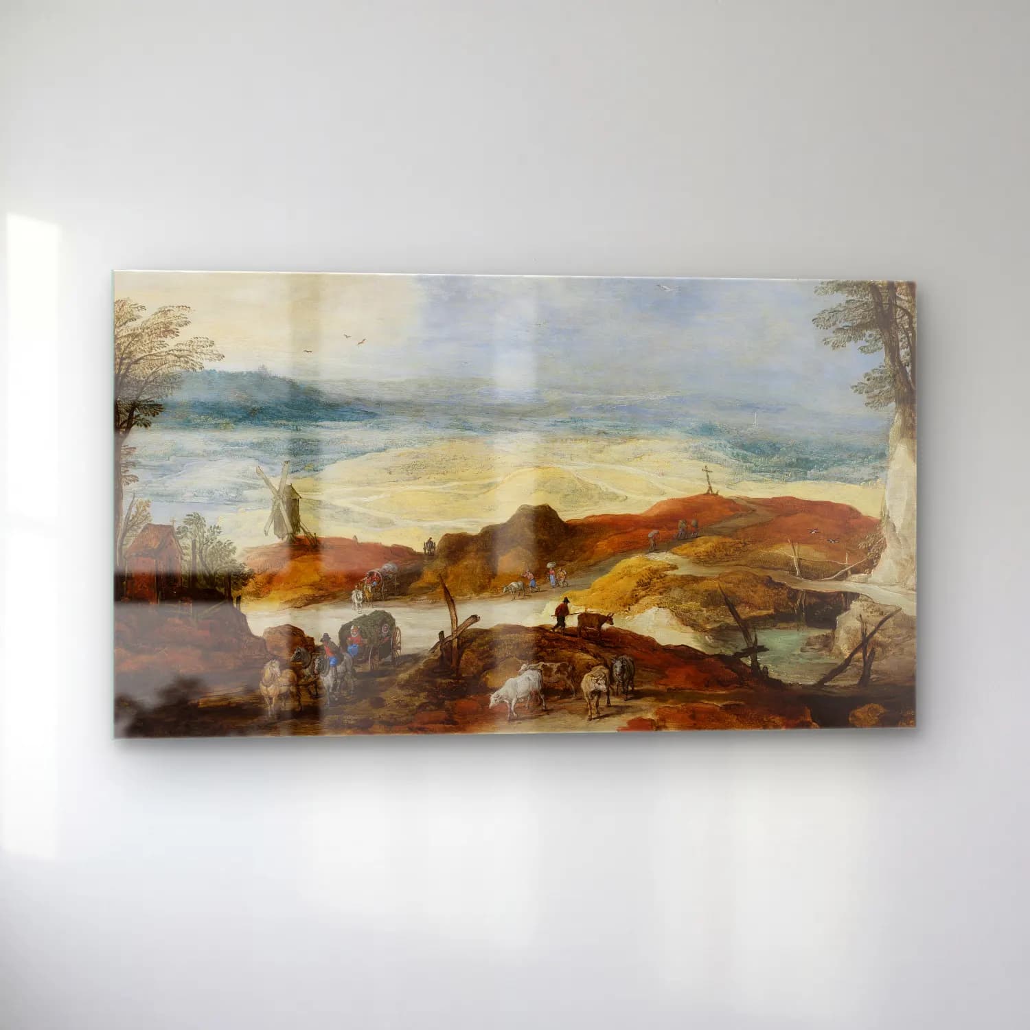 Joos de Momper – Sandy landscape with travellers and cattle cam tablo — sol açıdan görünüm