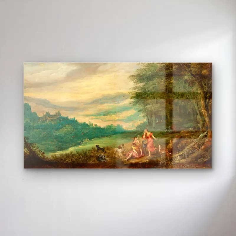 Joos de Momper – Venus Mourning Adonis In A Panoramic Wooded Landscape cam tablo — Joos de Momper – Venus Mourning Adonis In A Panoramic Wooded Landscape — yağlı boya mitolojik sahne