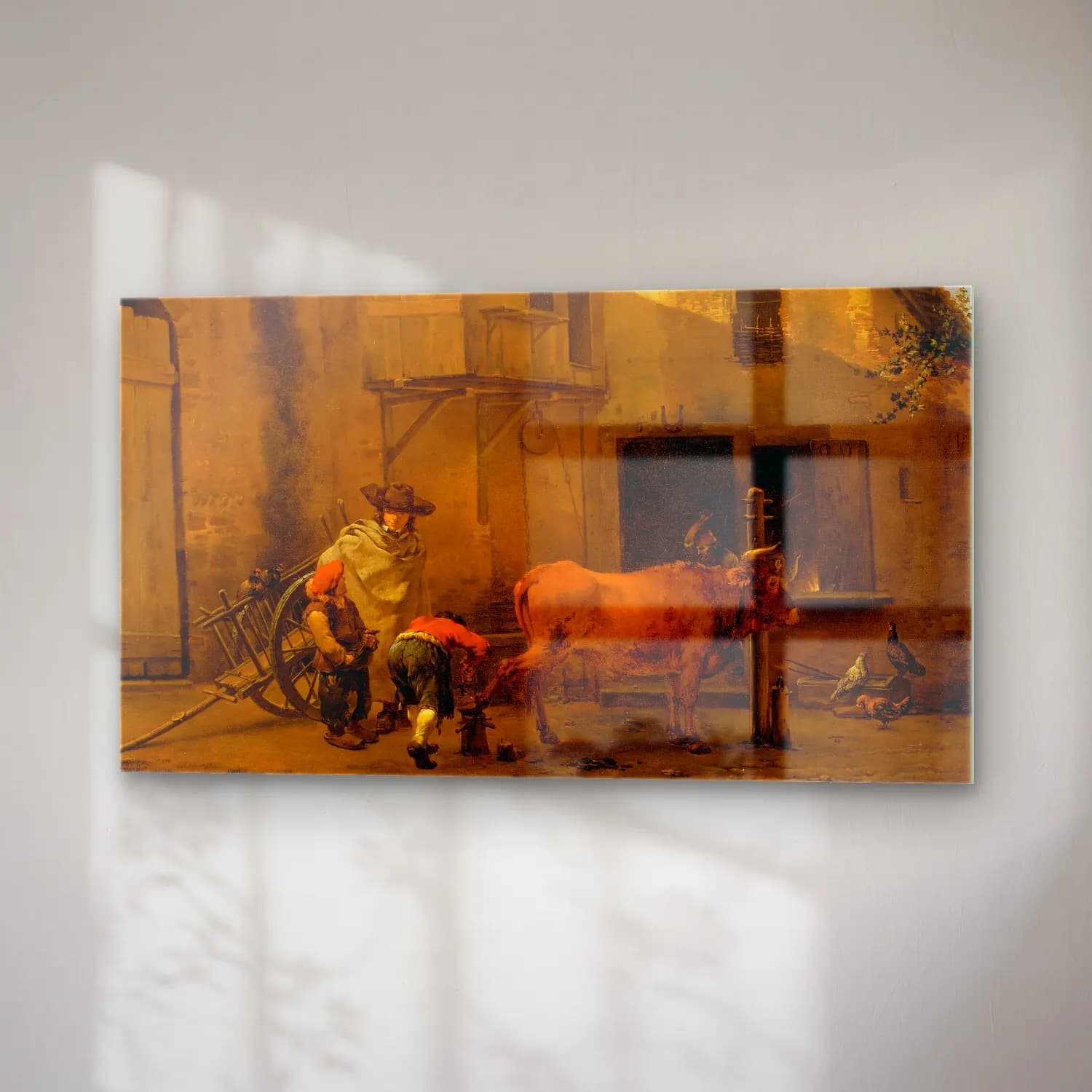 Karel Dujardin – A Smith shoeing an Ox cam tablo — sağ açıdan görünüm