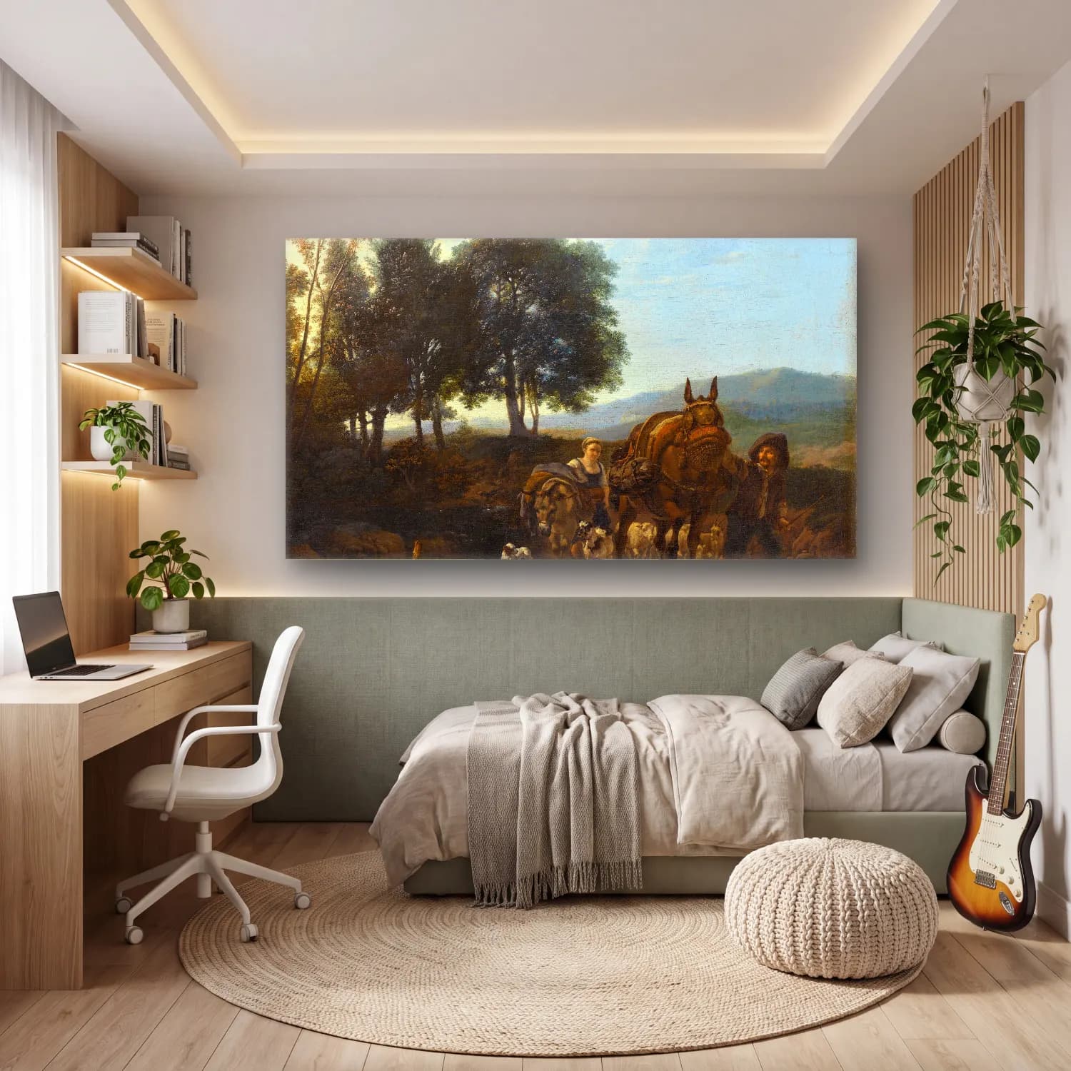 Karel Dujardin – Landscape with Mule Driver cam tablo — genç odasında