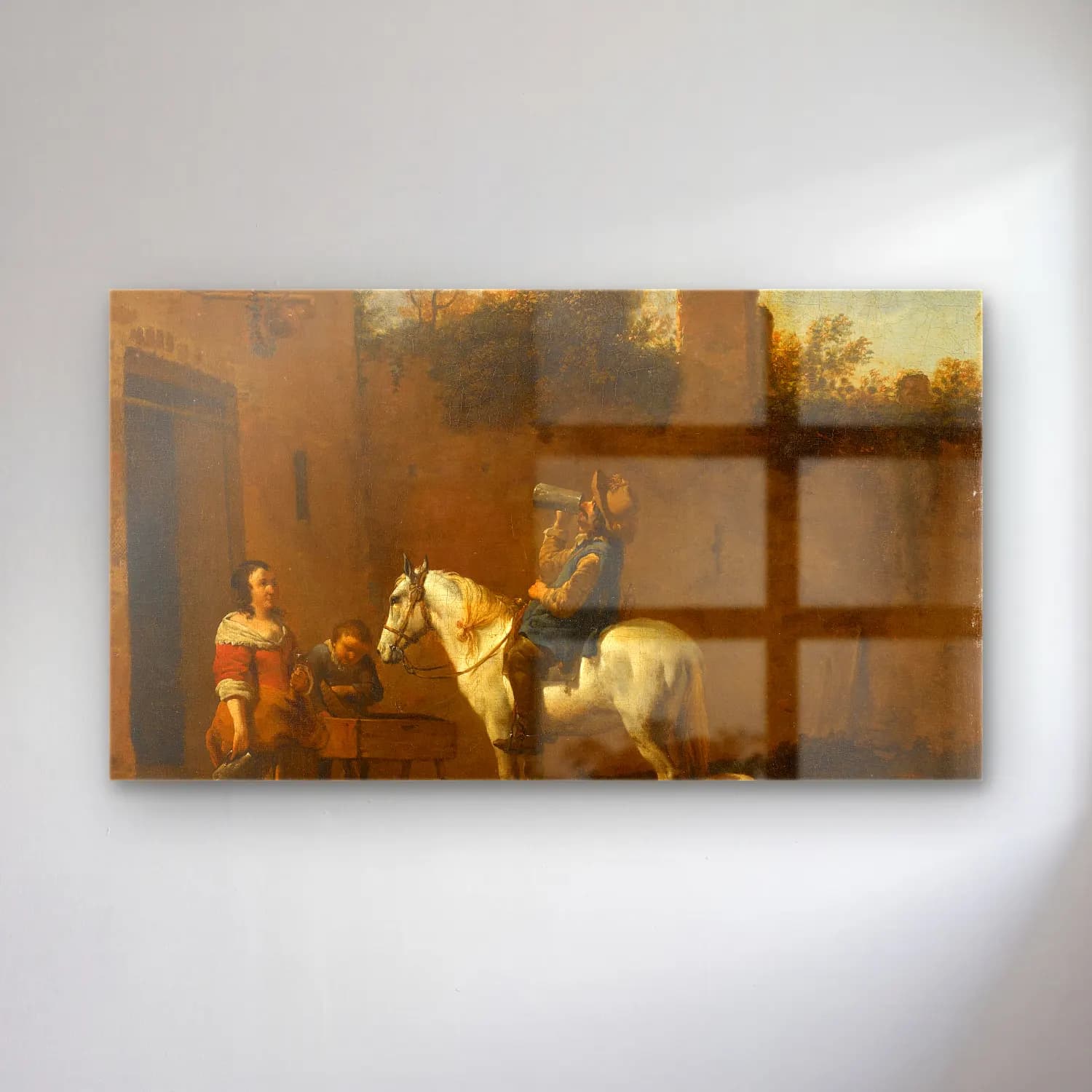 Karel Dujardin – Mounted Trumpeter taking a Drink cam tablo — Karel Dujardin – Mounted Trumpeter taking a Drink — yağlı boya atlı