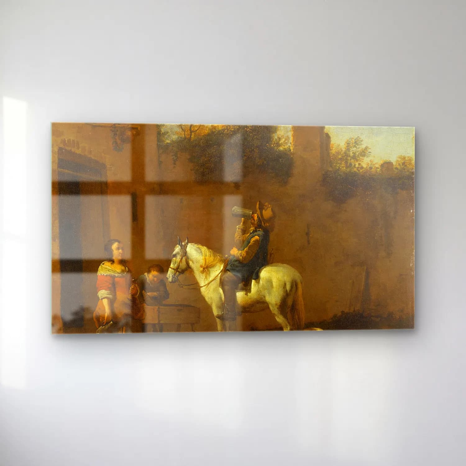 Karel Dujardin – Mounted Trumpeter taking a Drink cam tablo — sol açıdan görünüm