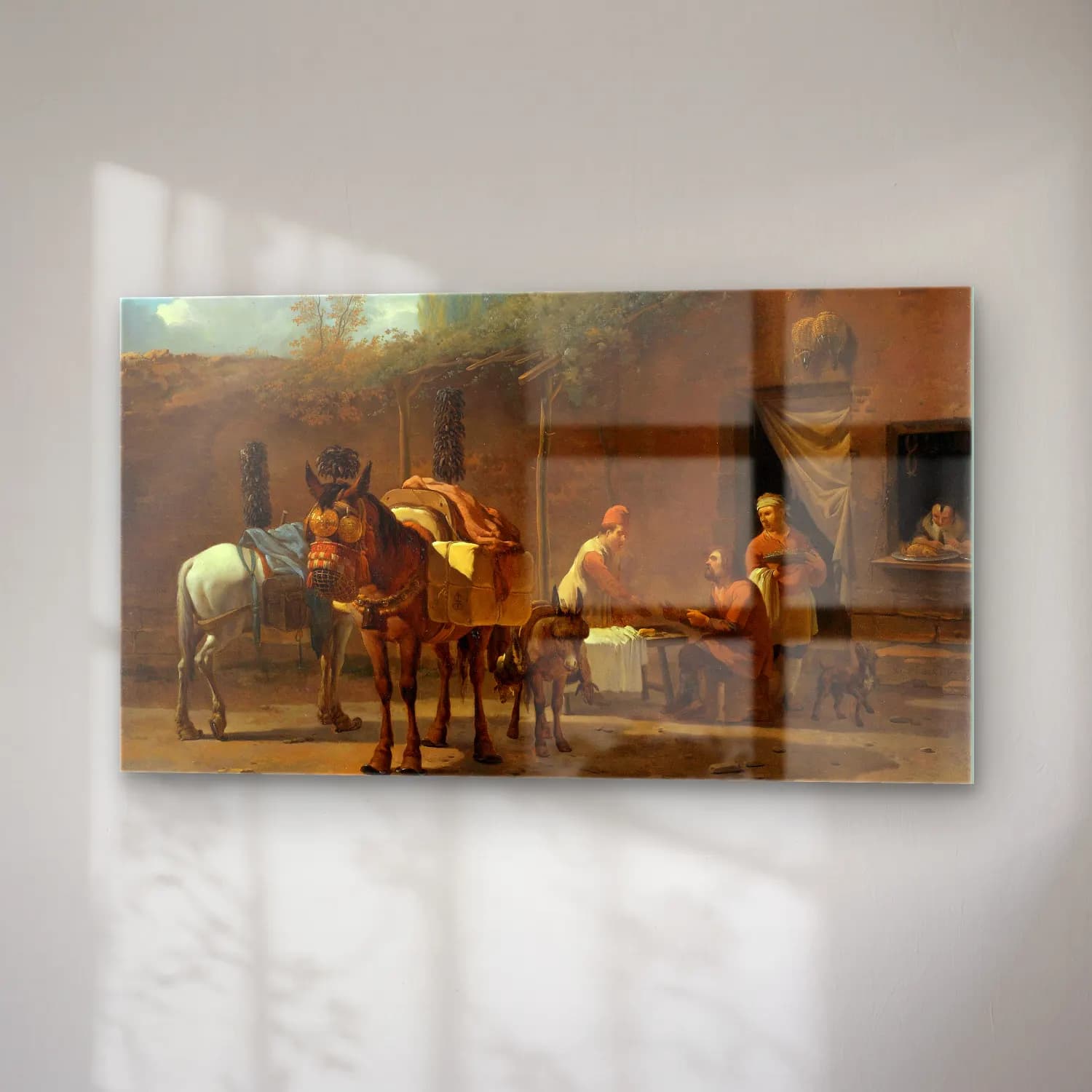 Karel Dujardin – Muleteers at an Inn cam tablo — sağ açıdan görünüm