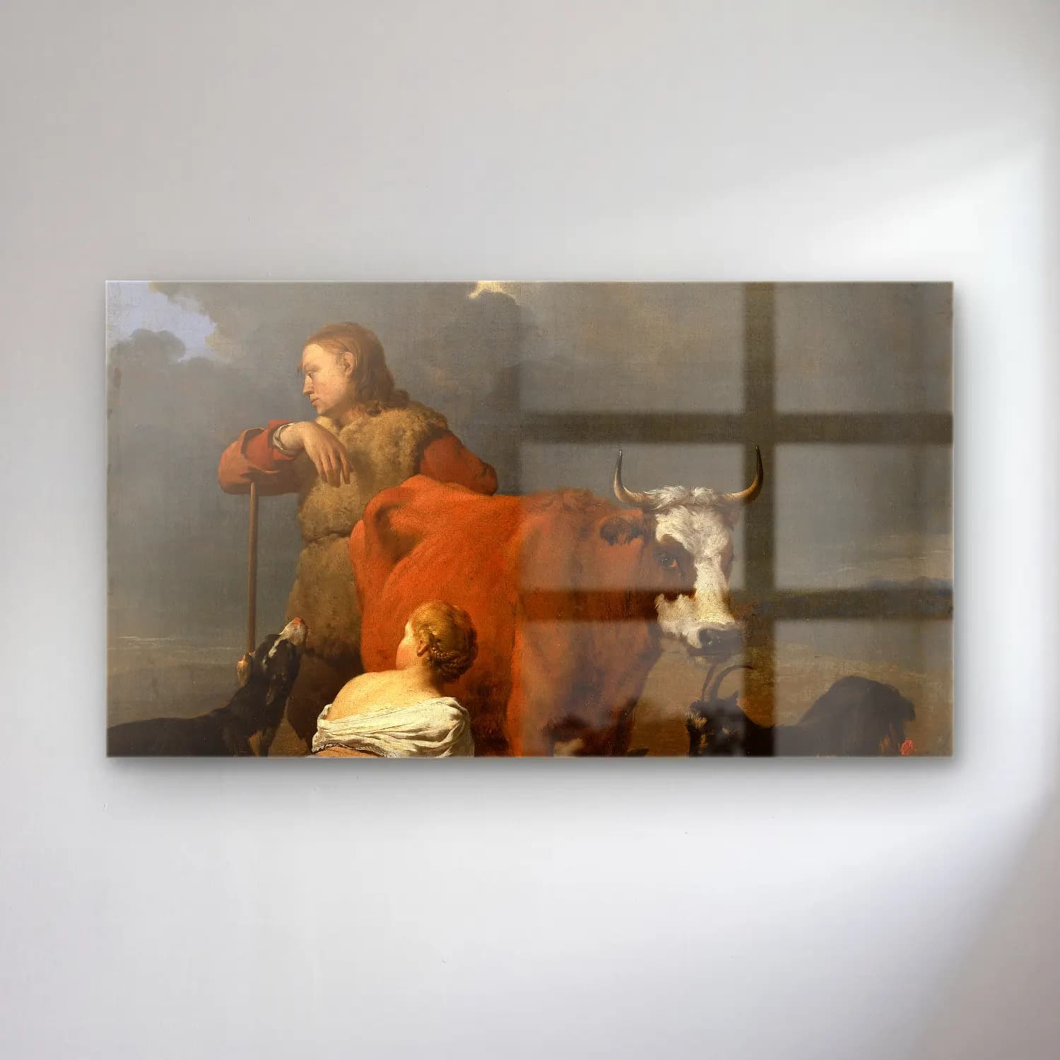 Karel Dujardin – Peasant Girl Milking a Cow cam tablo — Karel Dujardin – Peasant Girl Milking a Cow — yağlı boya mitolojik sahne